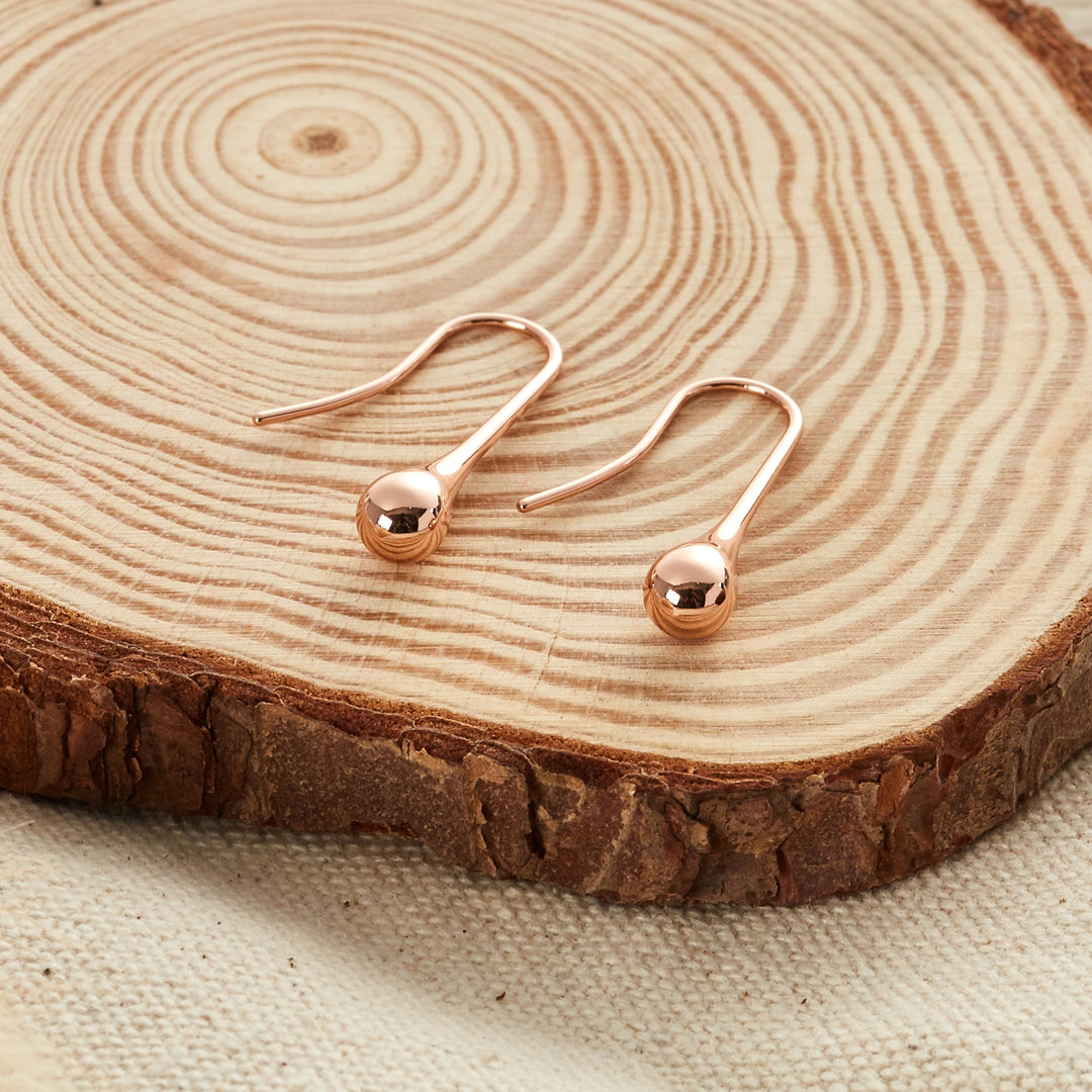 Rose Gold Plated Teardrop Earrings - Philip Jones Jewellery