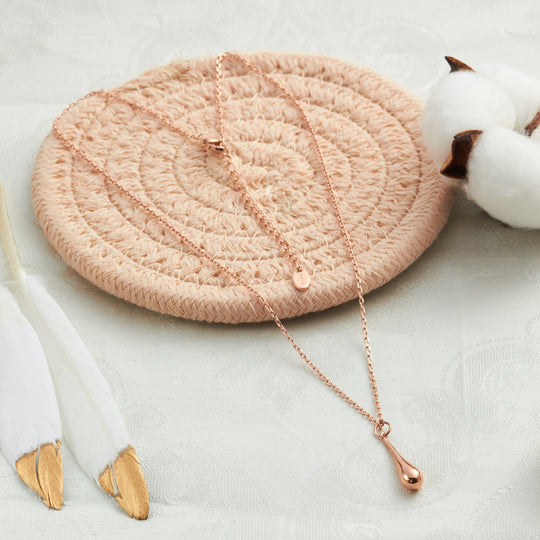 Rose Gold Plated Teardrop Necklace - Philip Jones Jewellery