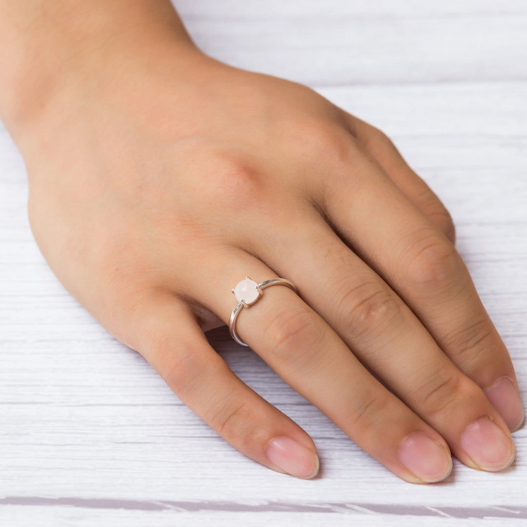 Rose Quartz Adjustable Ring with Quote Card - Philip Jones Jewellery