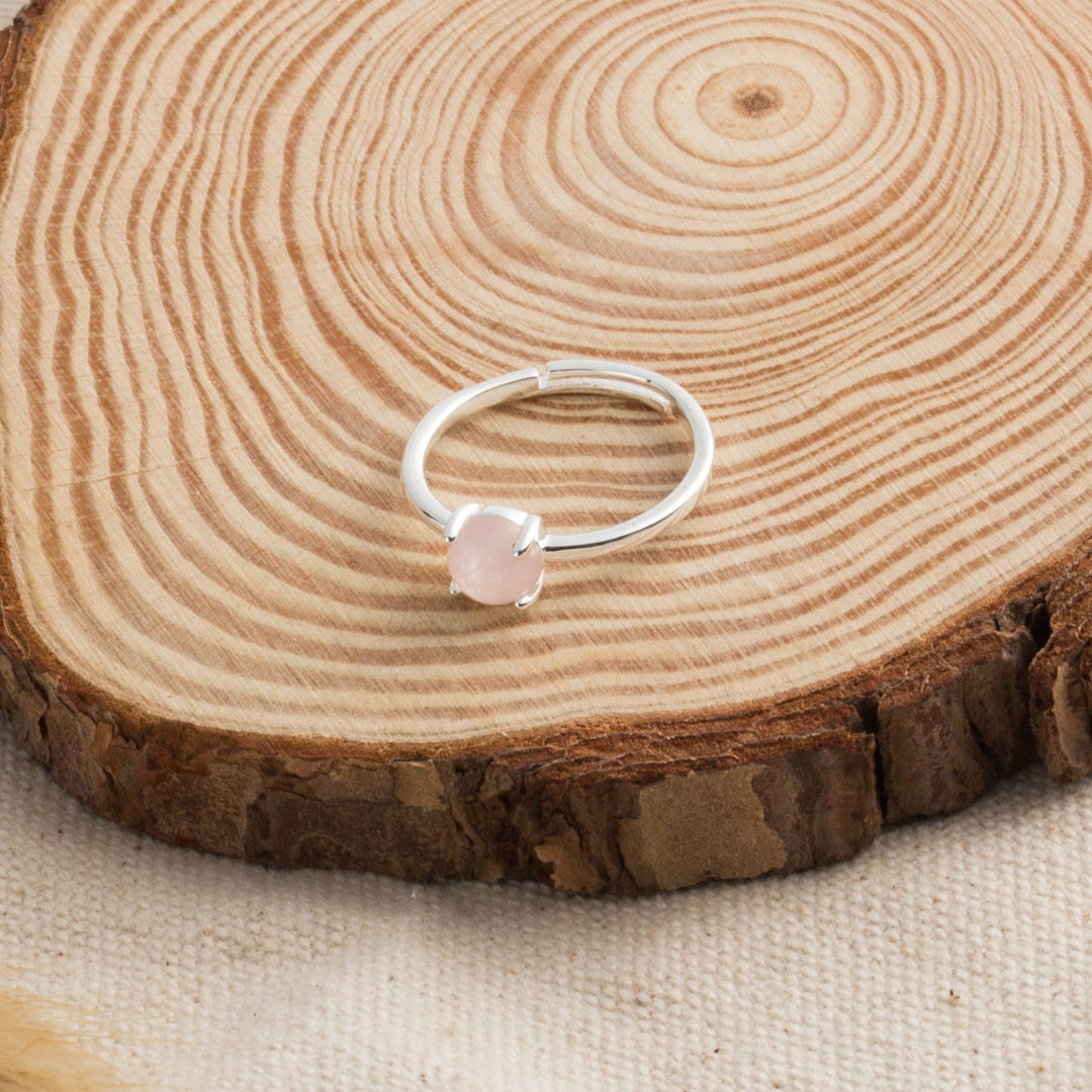 Rose Quartz Adjustable Ring with Quote Card - Philip Jones Jewellery