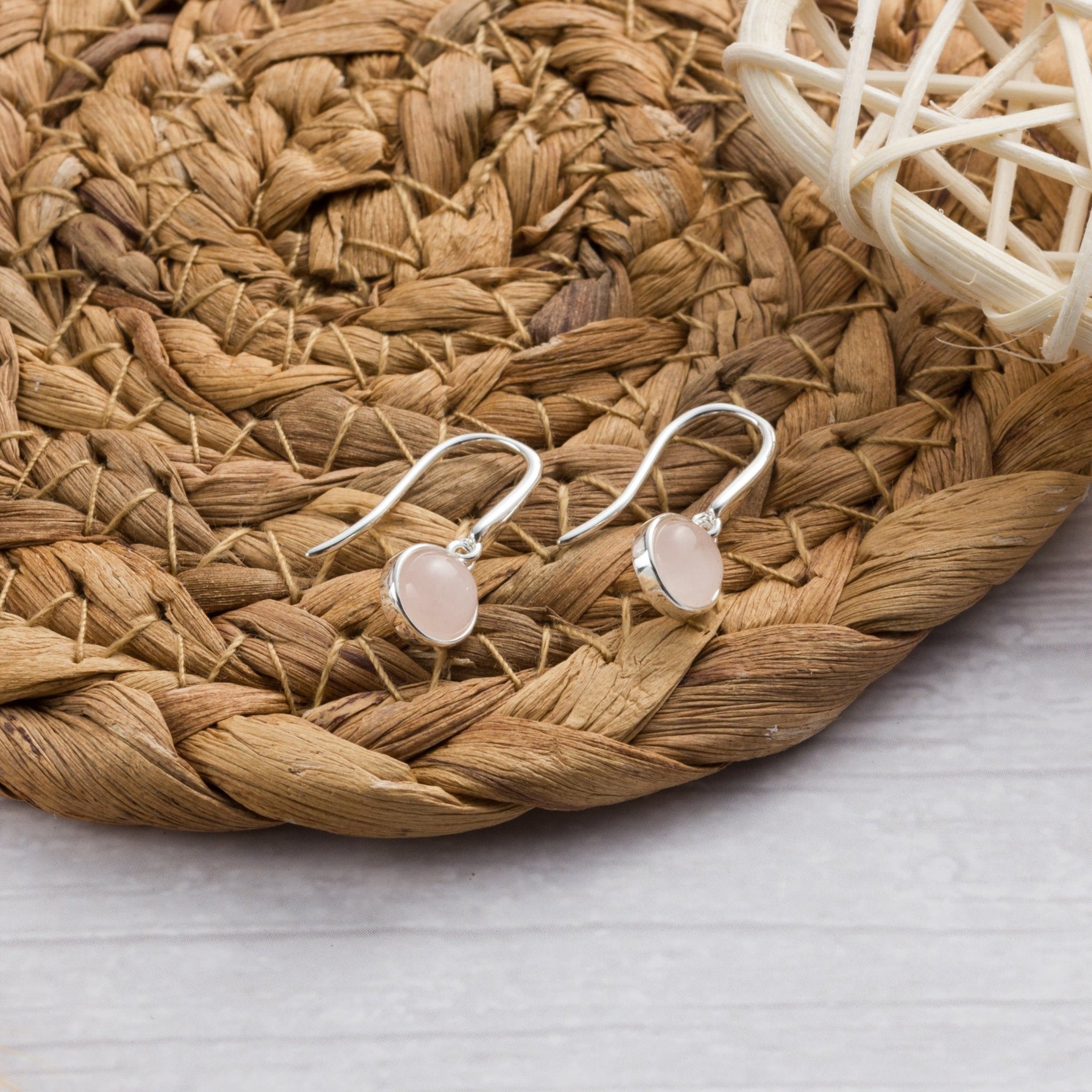 Rose Quartz Drop Earrings - Philip Jones Jewellery