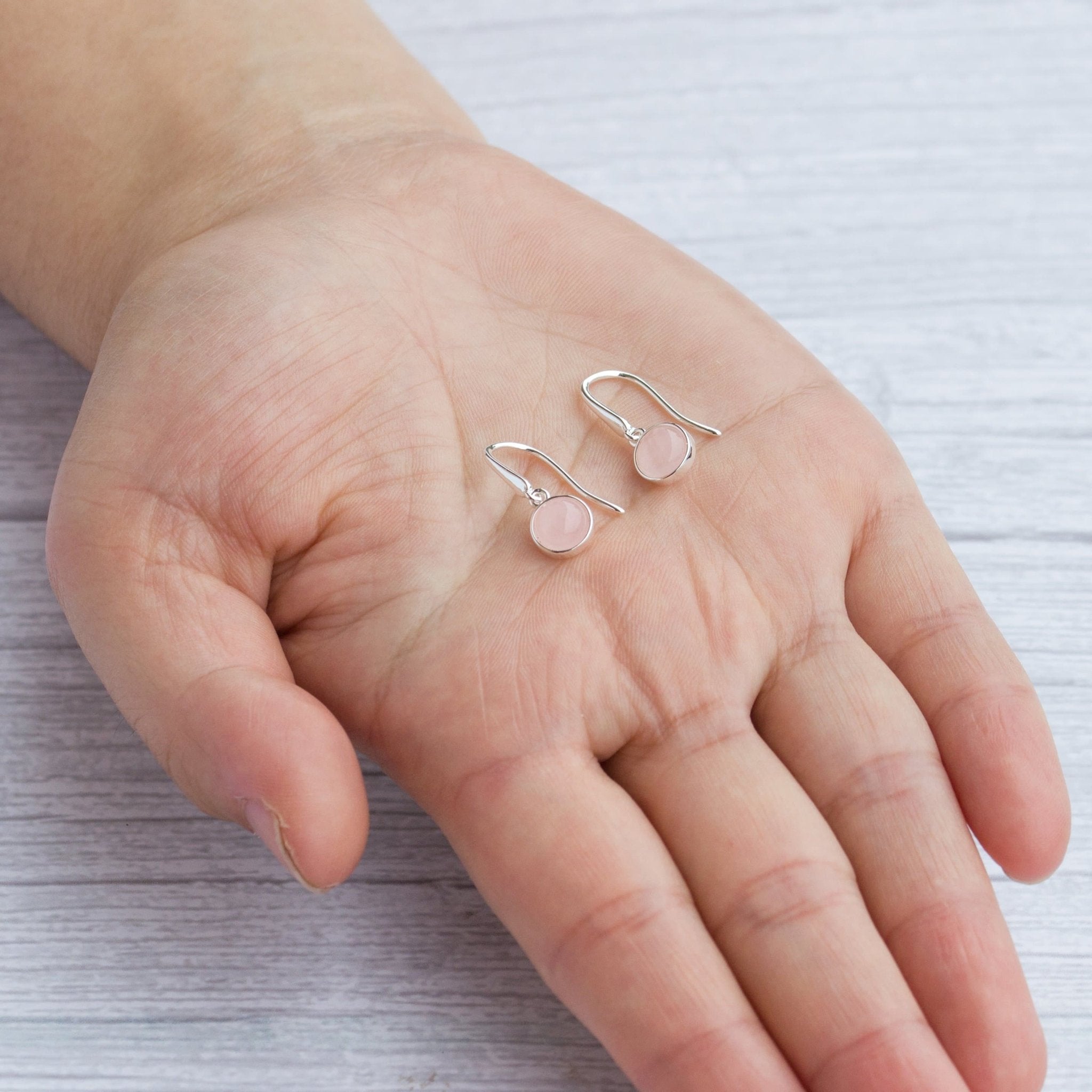 Rose Quartz Drop Earrings - Philip Jones Jewellery