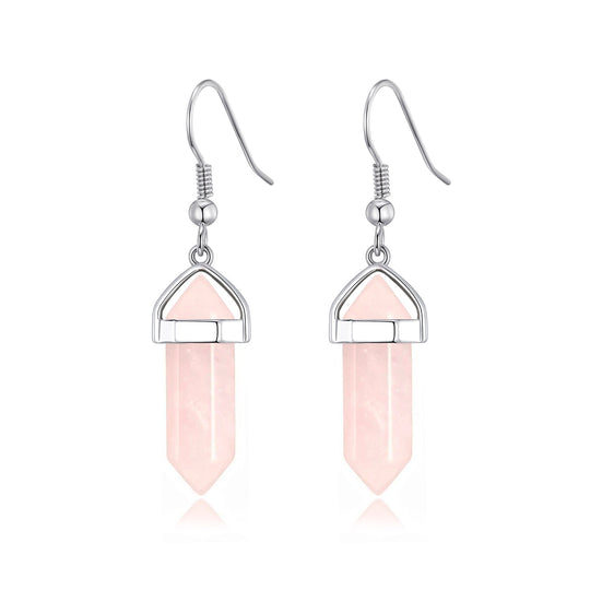 Rose Quartz Gemstone Drop Earrings with Quote Card - Philip Jones Jewellery