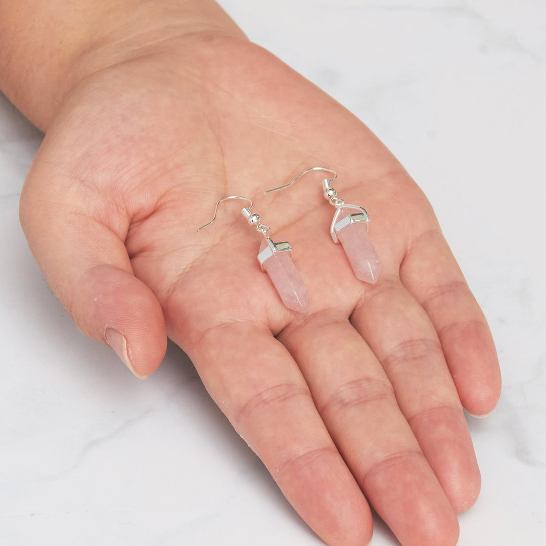 Rose Quartz Gemstone Drop Earrings with Quote Card - Philip Jones Jewellery