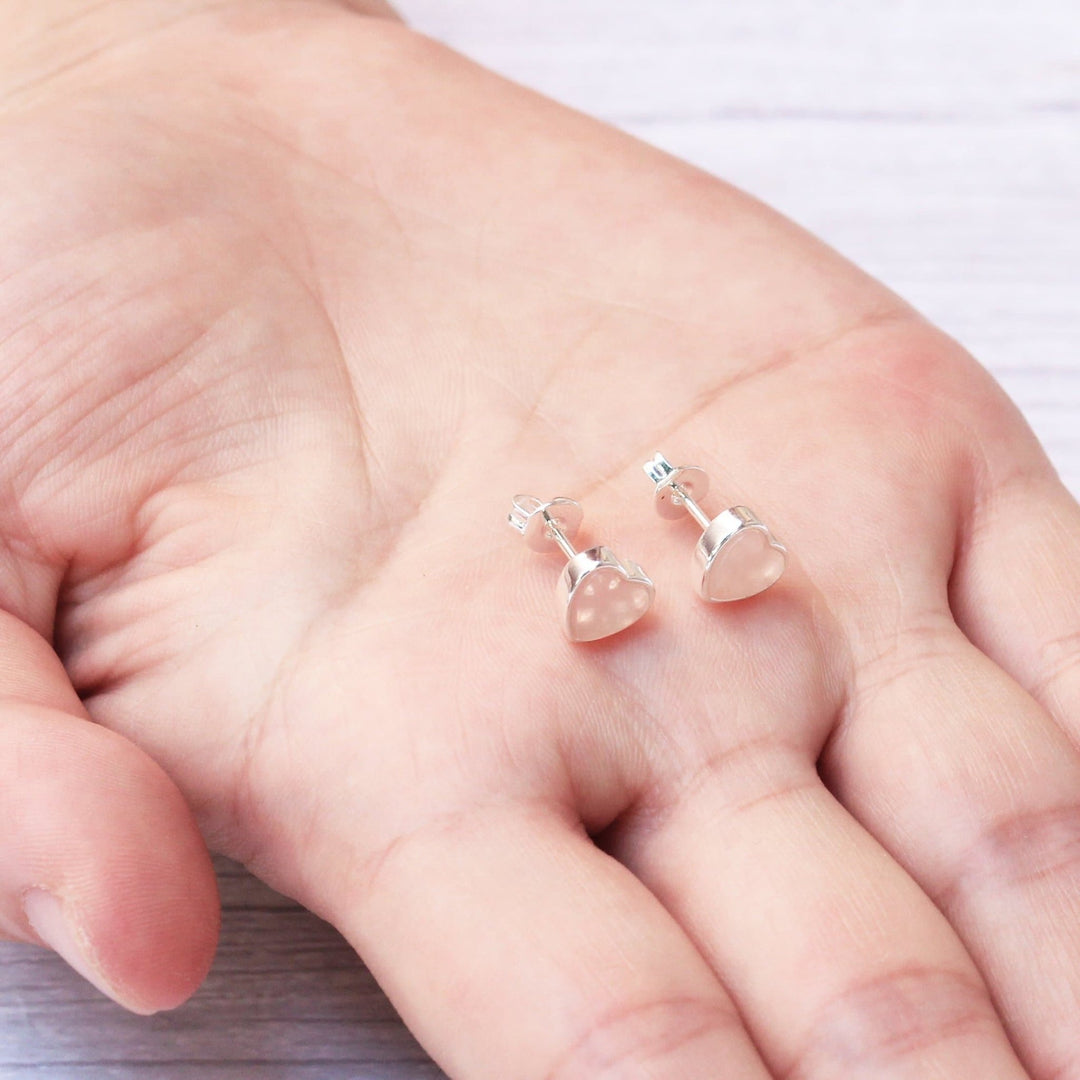 Rose Quartz Heart Stud Earrings with Quote Card - Philip Jones Jewellery