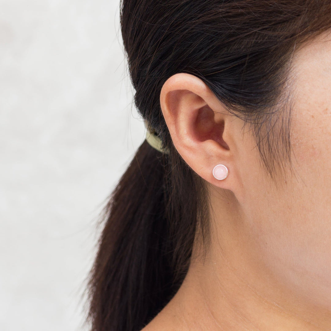 Rose Quartz Stud Earrings with Quote Card - Philip Jones Jewellery