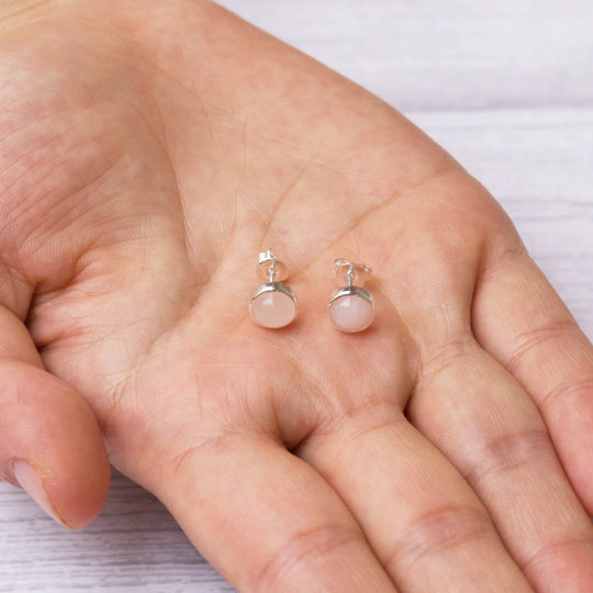 Rose Quartz Stud Earrings with Quote Card - Philip Jones Jewellery