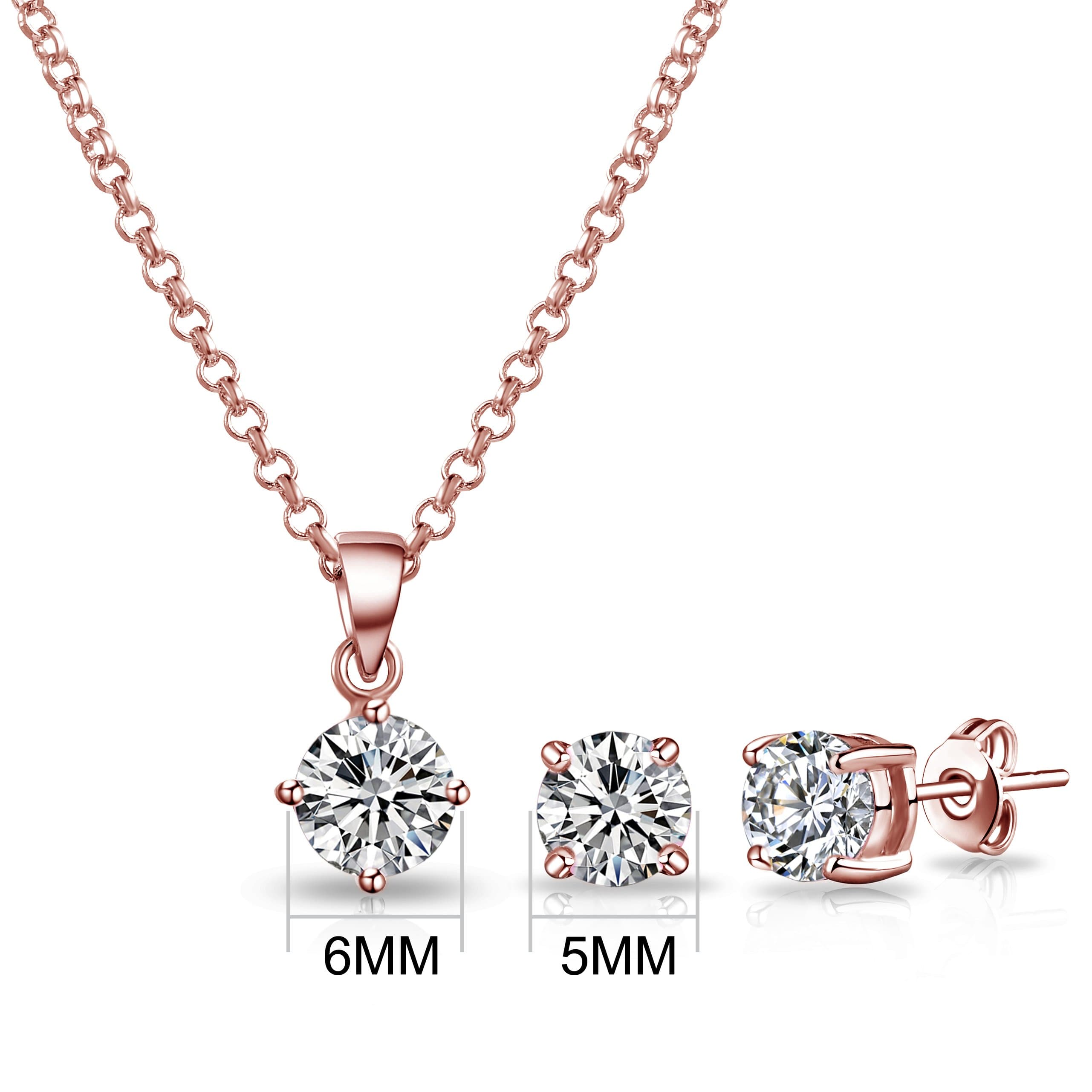 Rose Gold Plated Round Solitaire Set Created with Zircondia® Crystals