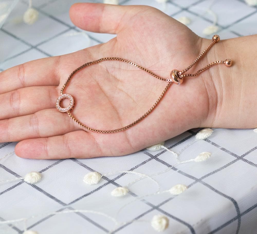 Rose Gold Plated Circle of Life Friendship Bracelet Created with Zircondia® Crystals