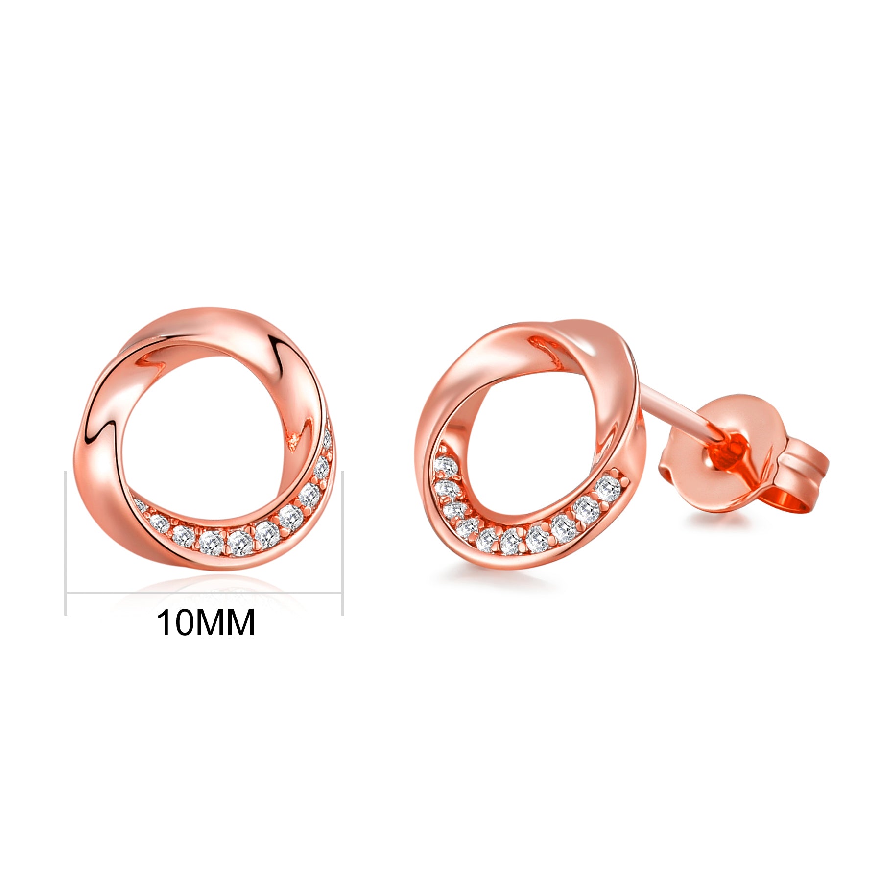 Rose Gold Plated Circle Twist Earrings Created with Zircondia® Crystals