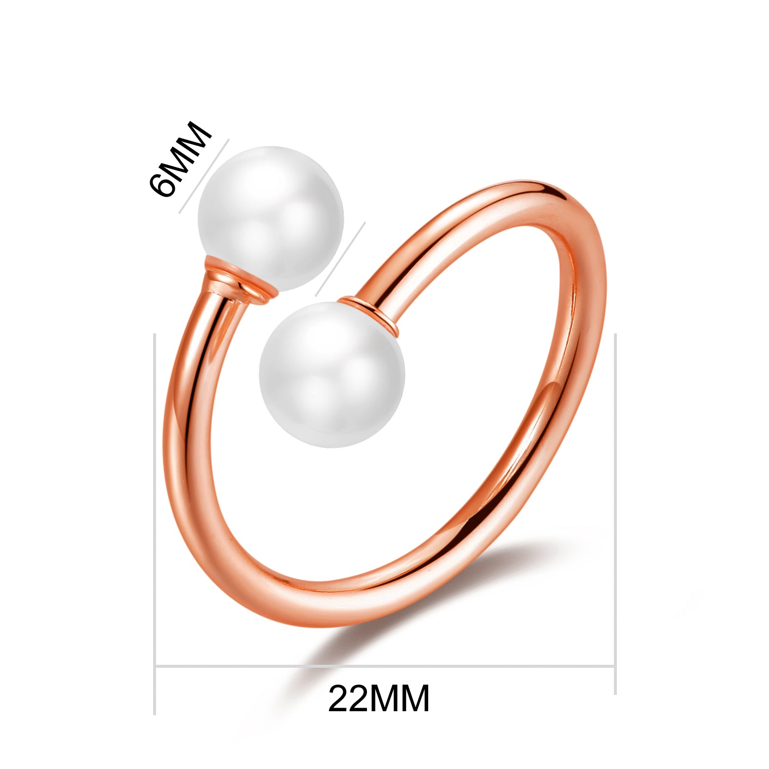 Rose Gold Plated Adjustable Double Pearl Ring