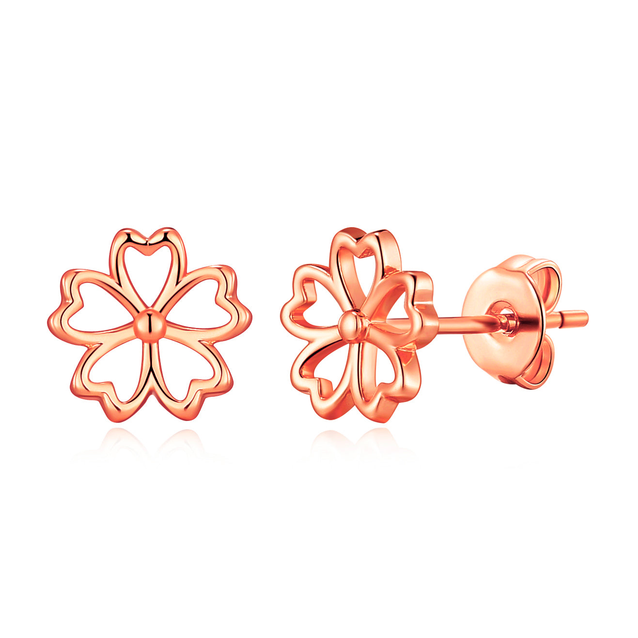 Rose Gold Plated Flower Petal Earrings by Philip Jones Jewellery