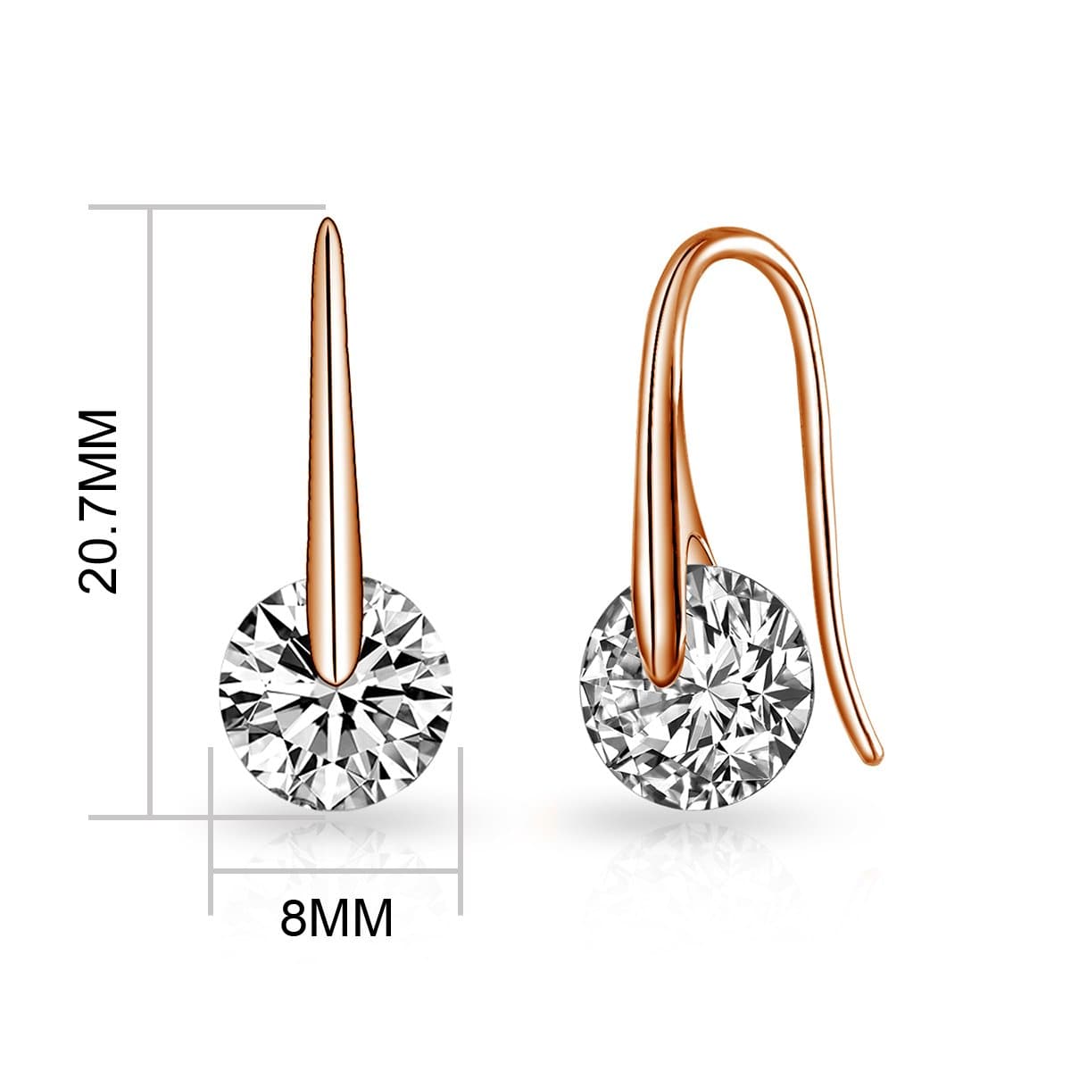 Rose Gold Plated Atlas Earrings Created with Zircondia® Crystals