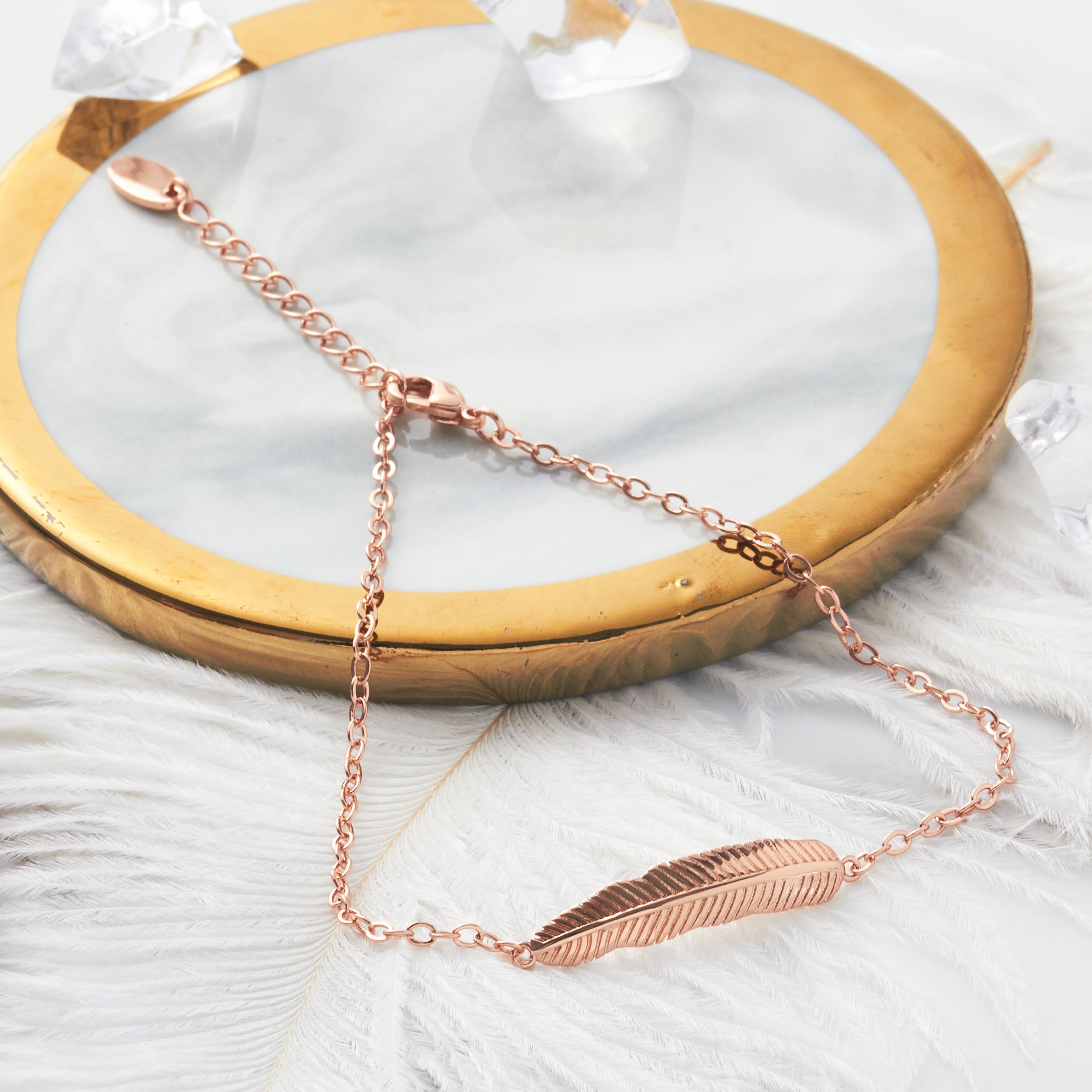 Rose Gold Plated Feather Anklet