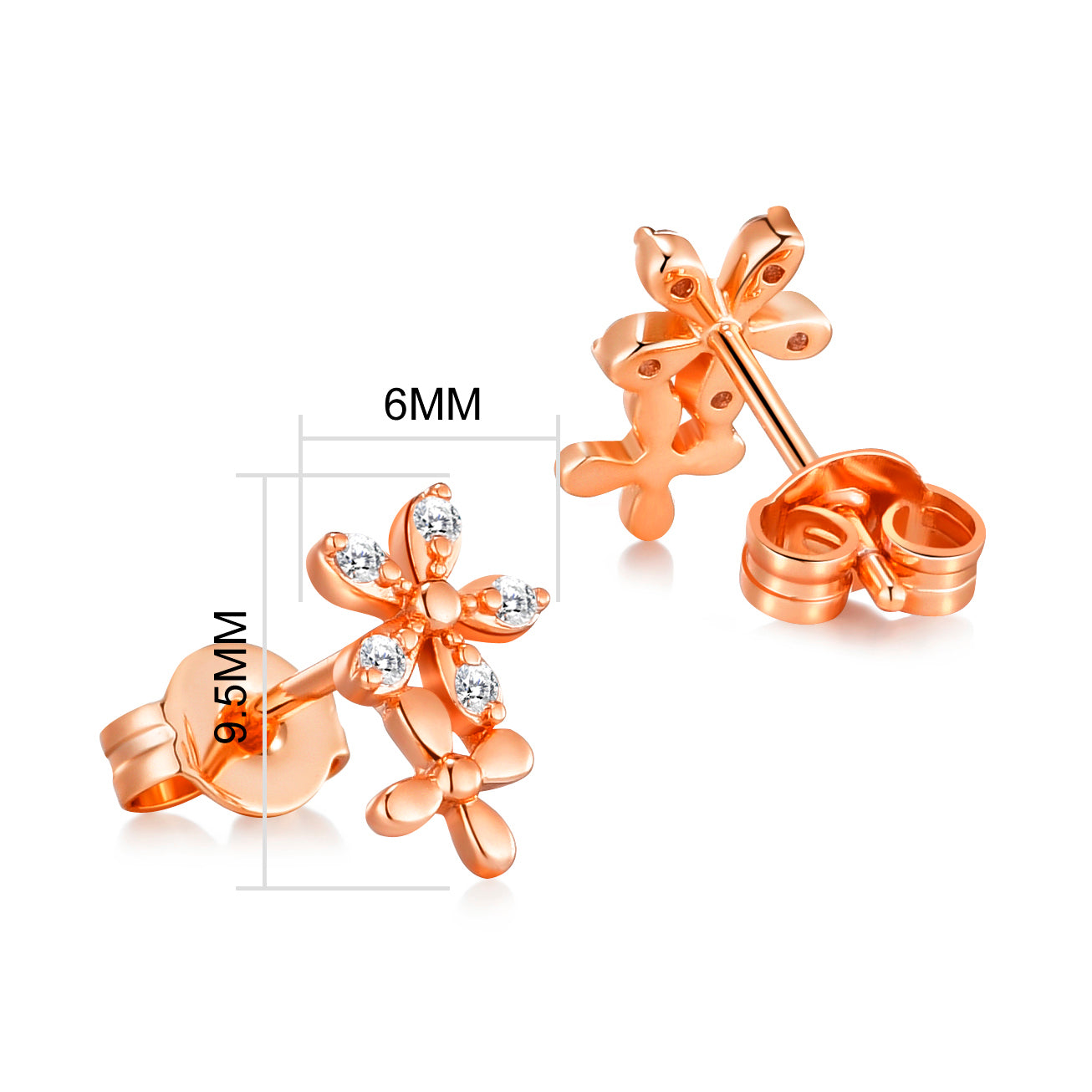 Rose Gold Plated Flower Earrings Created with Zircondia® Crystals