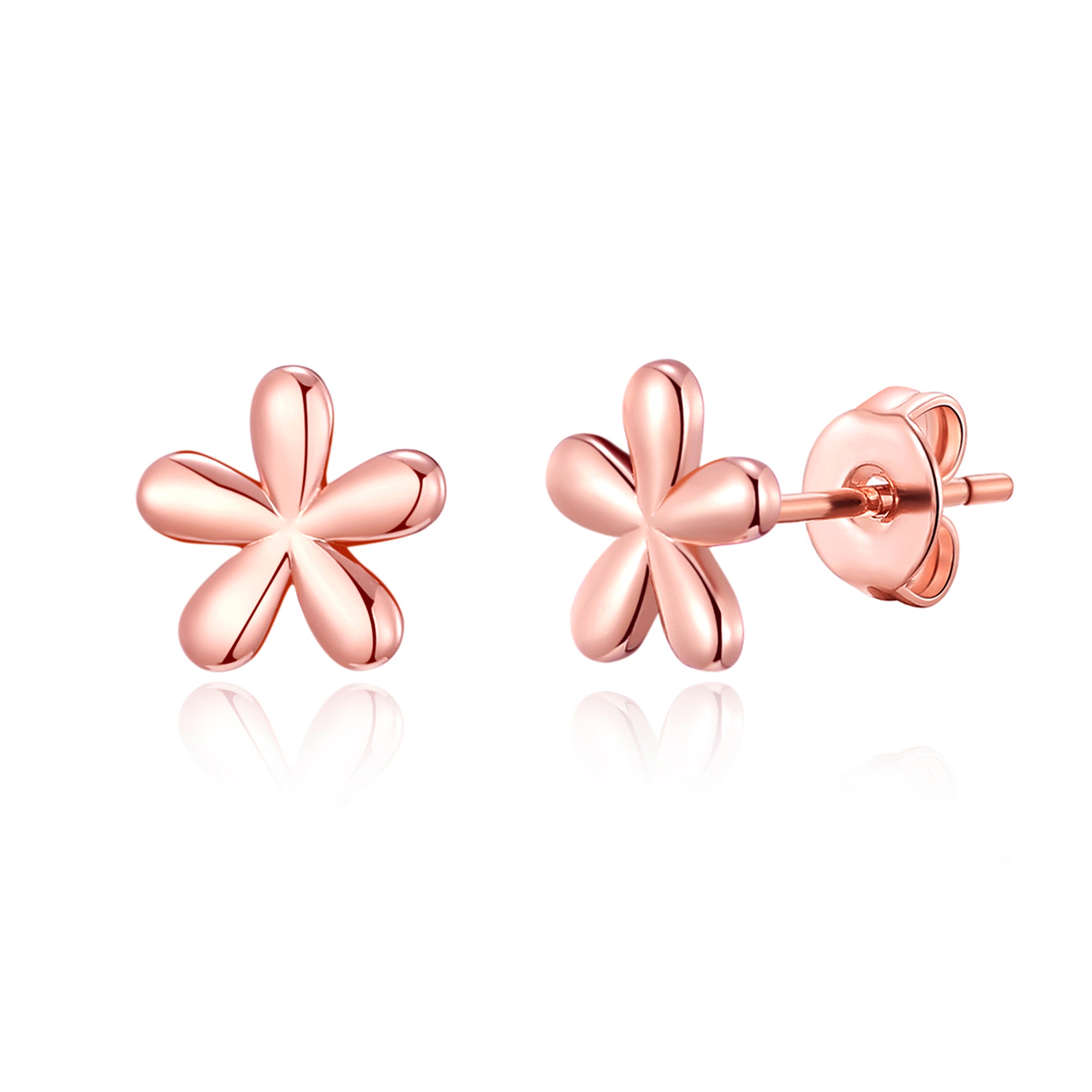 Rose Gold Plated Flower Stud Earrings