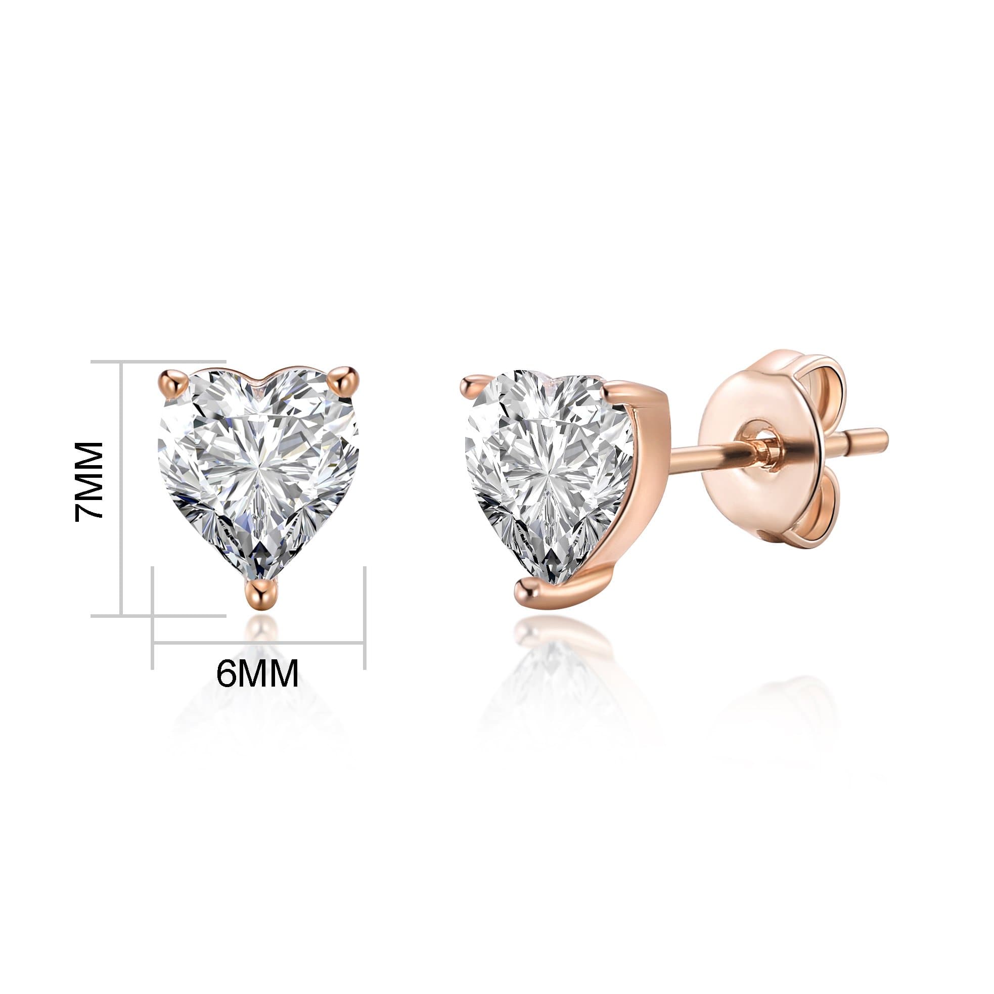 Rose Gold Plated Heart Earrings Created with Zircondia® Crystals