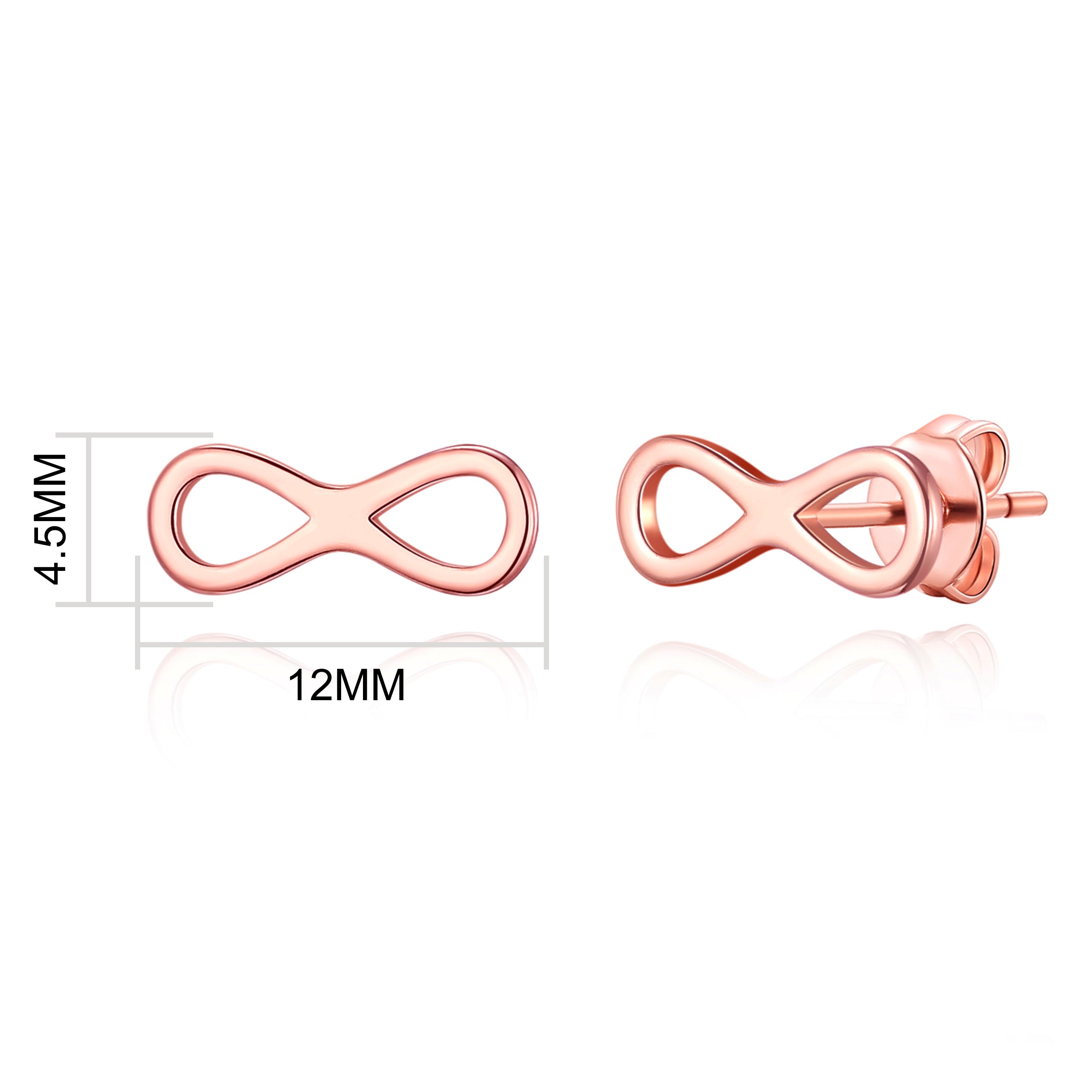 Rose Gold Plated Infinity Stud Earrings