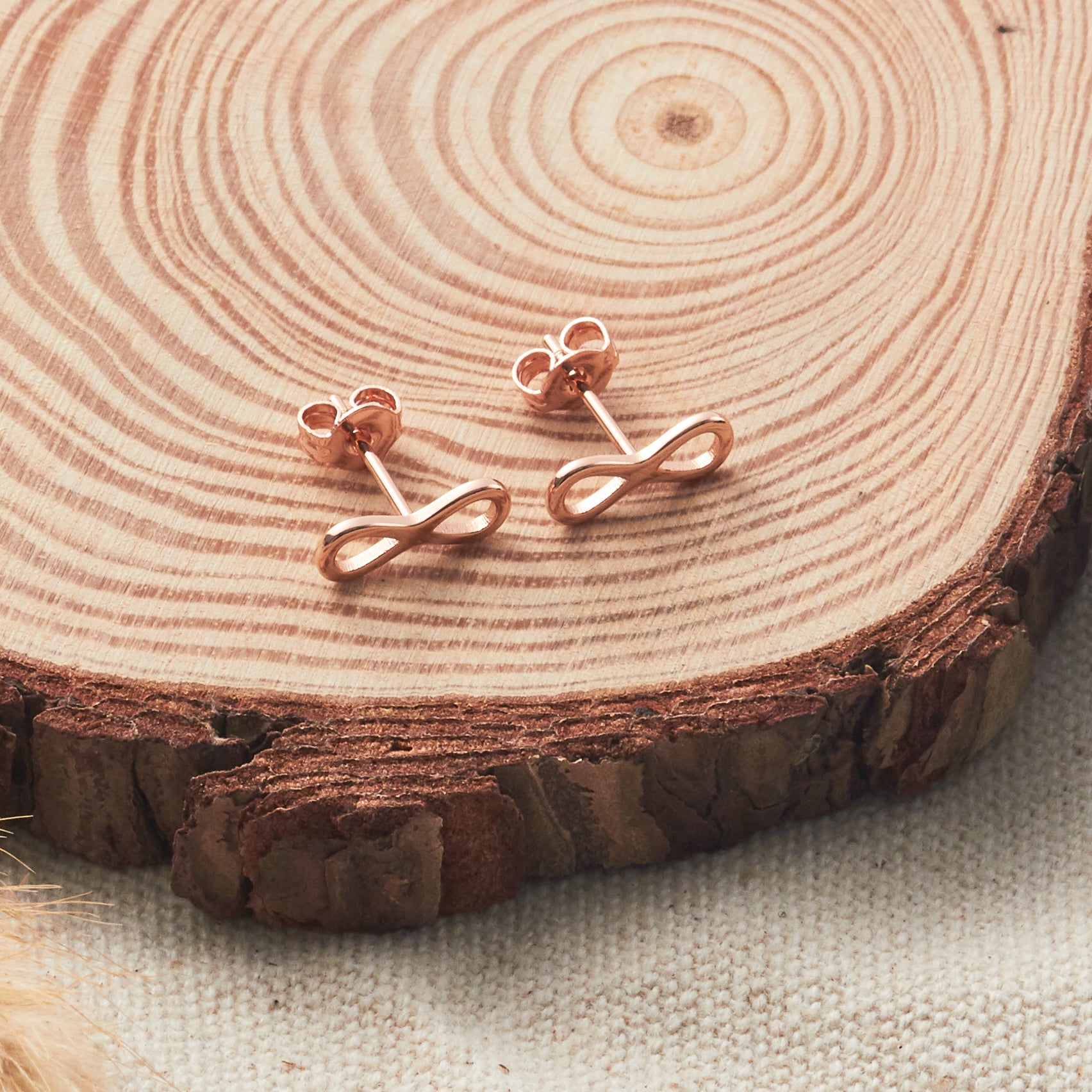 Rose Gold Plated Infinity Stud Earrings