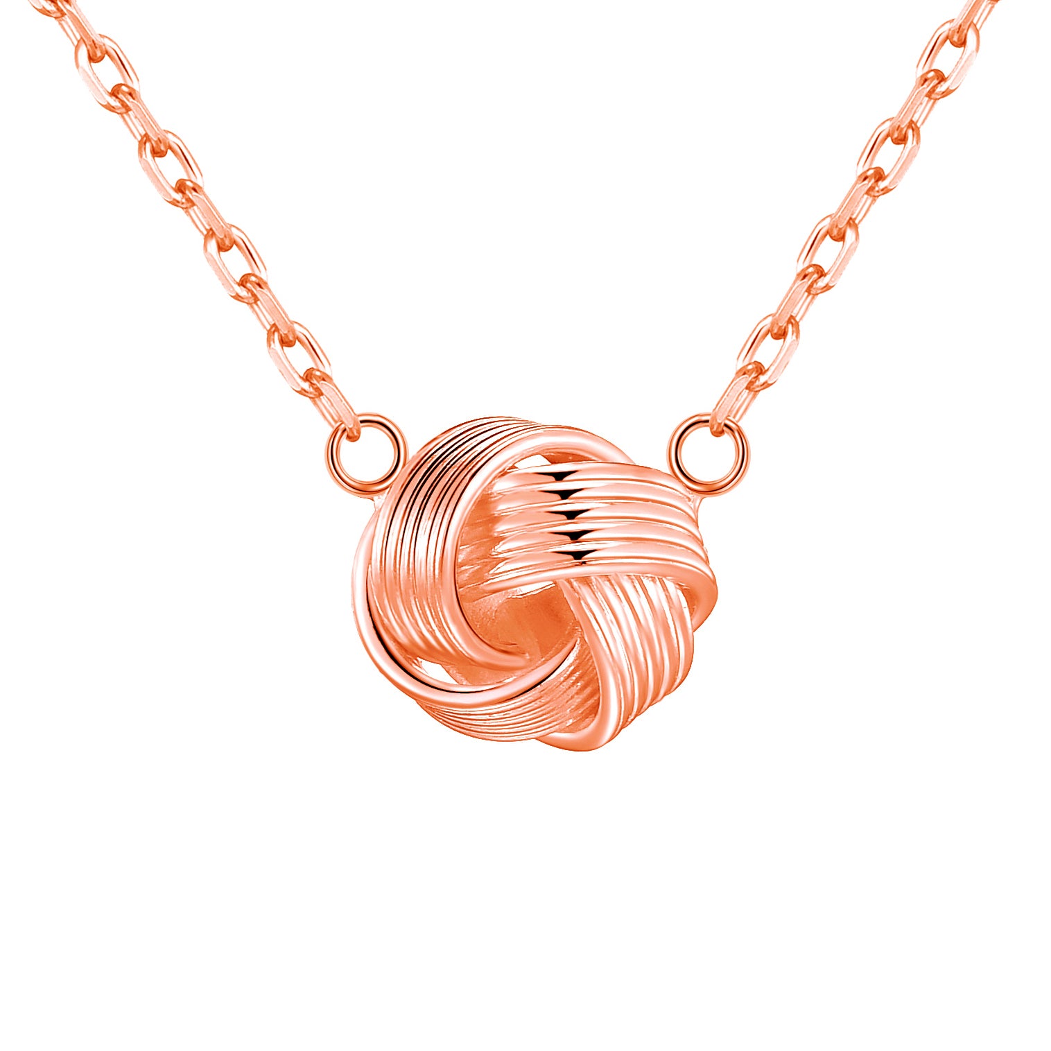 Rose Gold Plated Love Knot Necklace by Philip Jones Jewellery