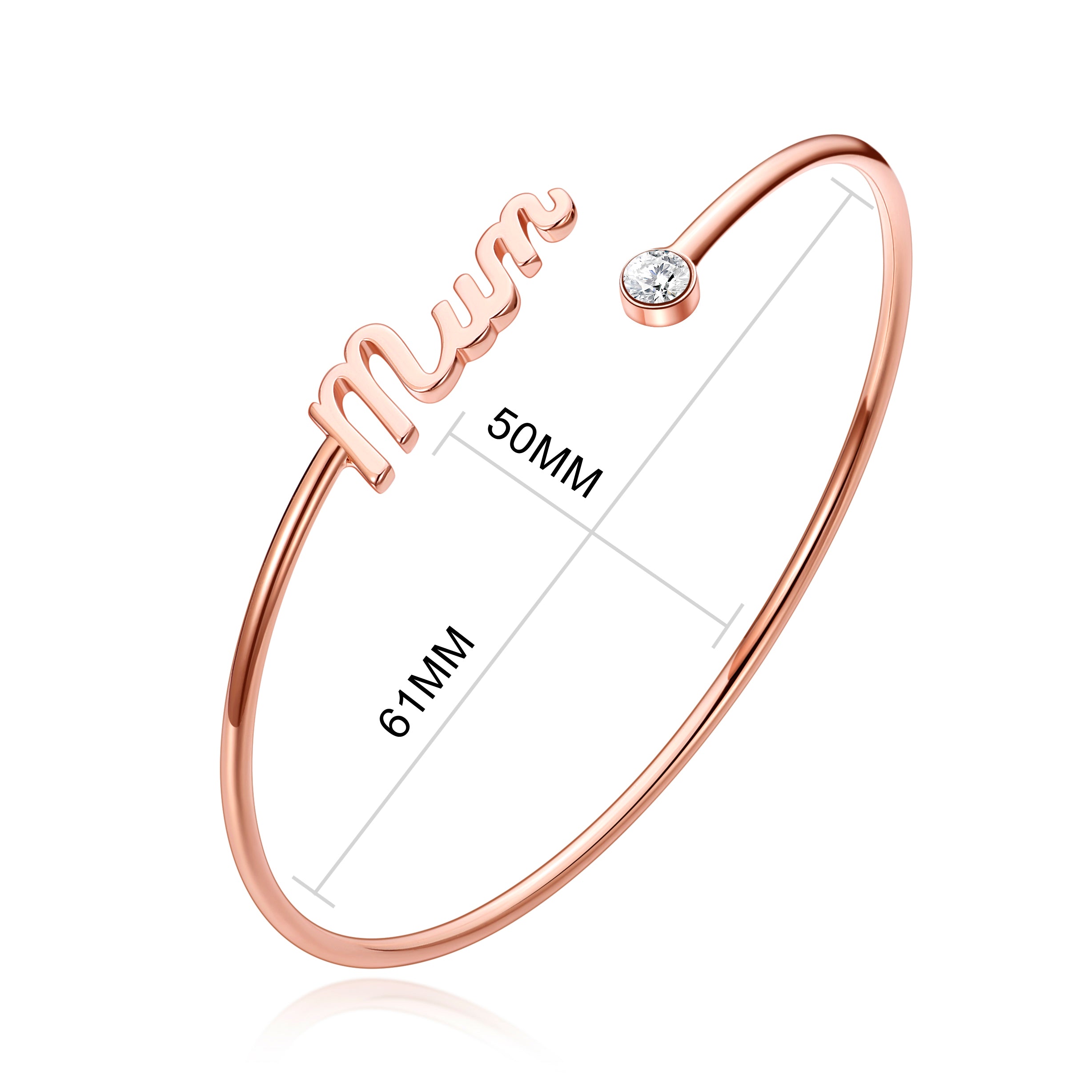 Rose Gold Plated Mum Cuff Bangle Created with Zircondia® Crystals