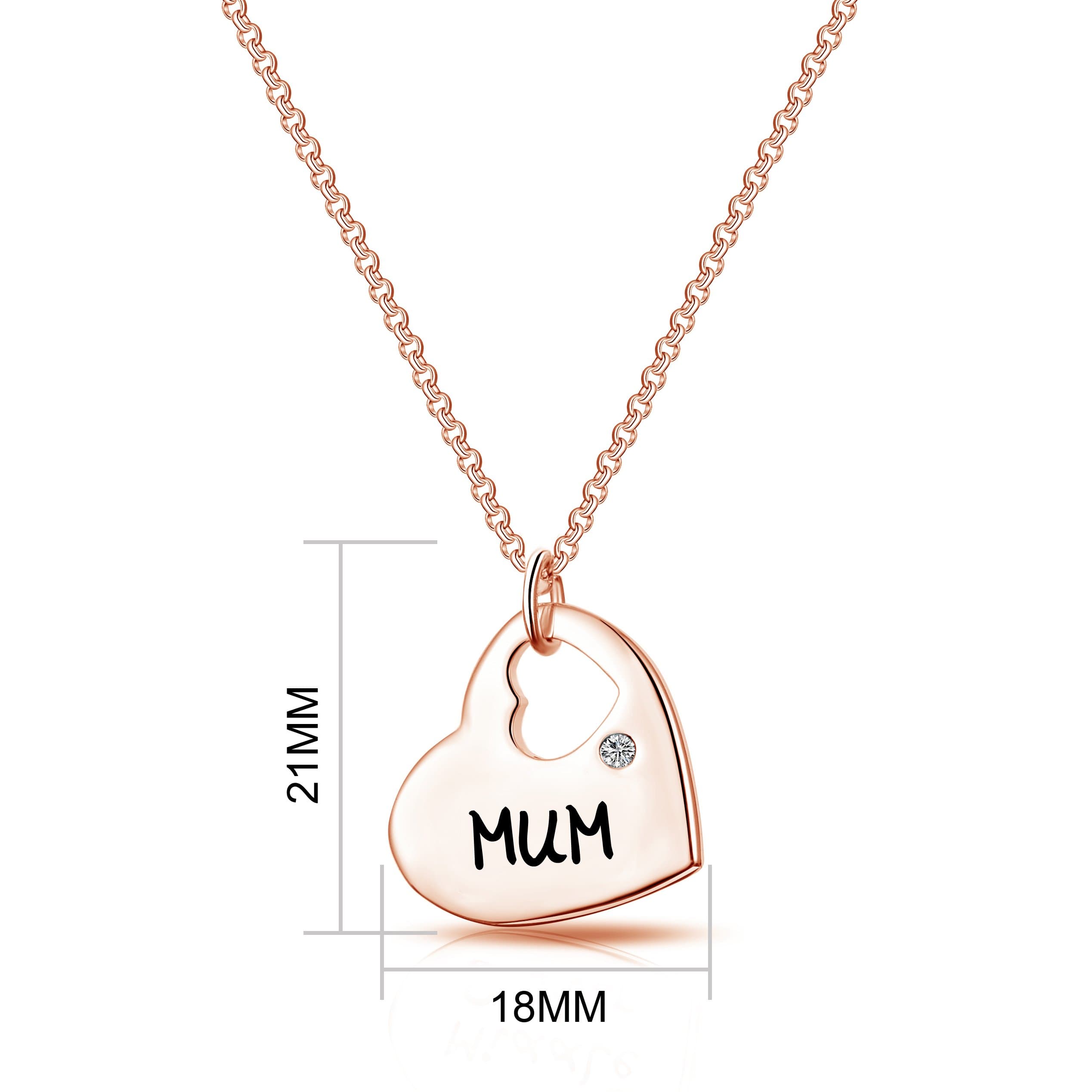 Rose Gold Plated Mum Heart Necklace with Quote Card Created with Zircondia® Crystals