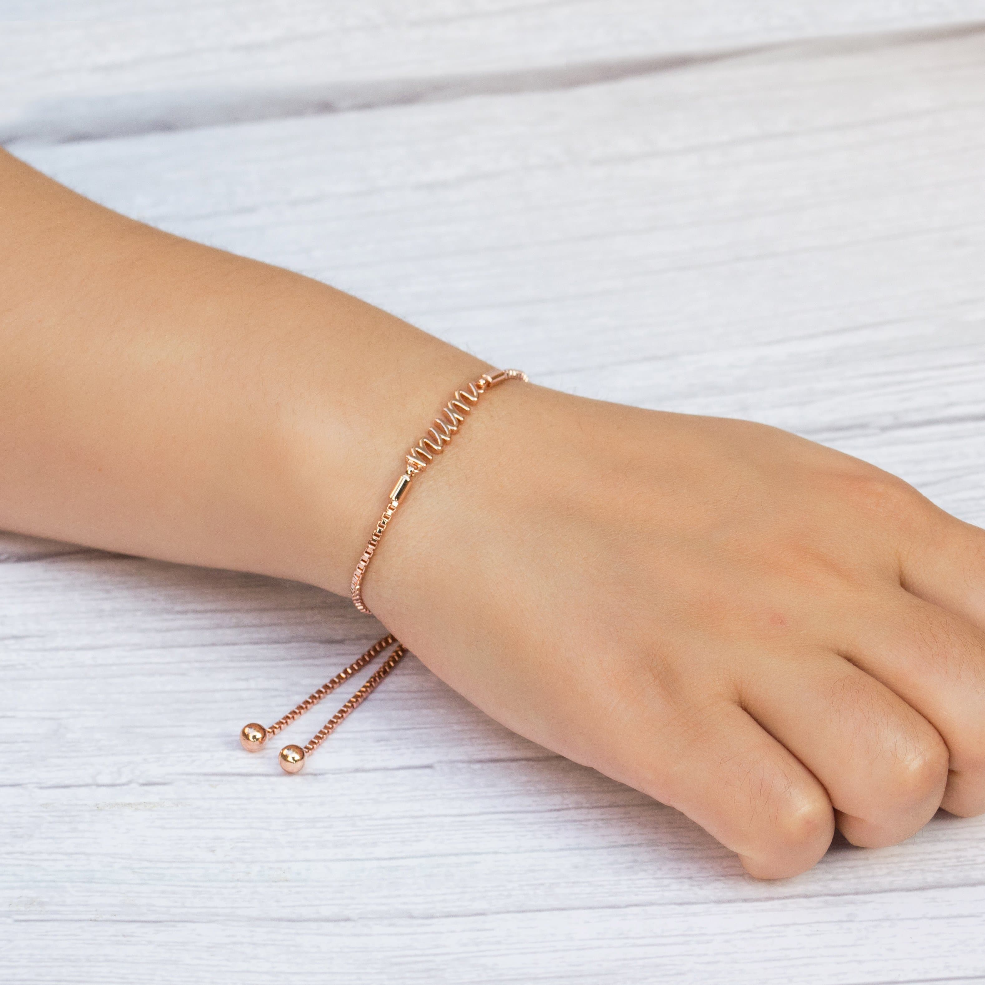 Rose Gold Plated Mum Bracelet Created with Zircondia® Crystals