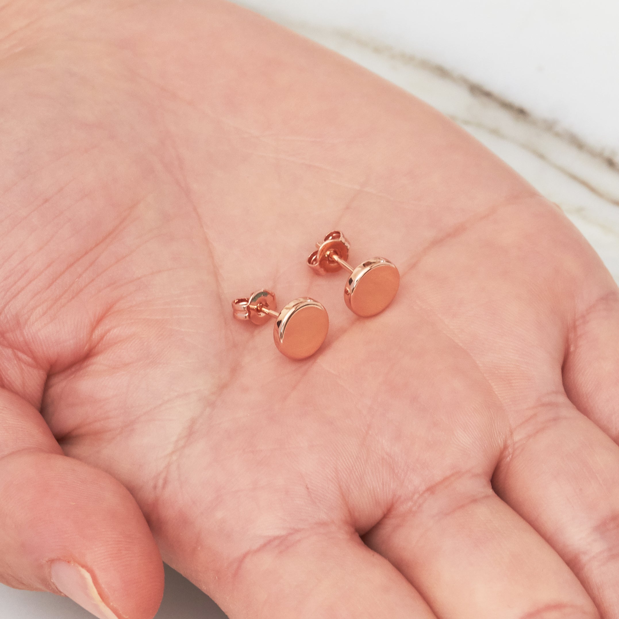 Rose Gold Plated Round Dot Stud Earrings