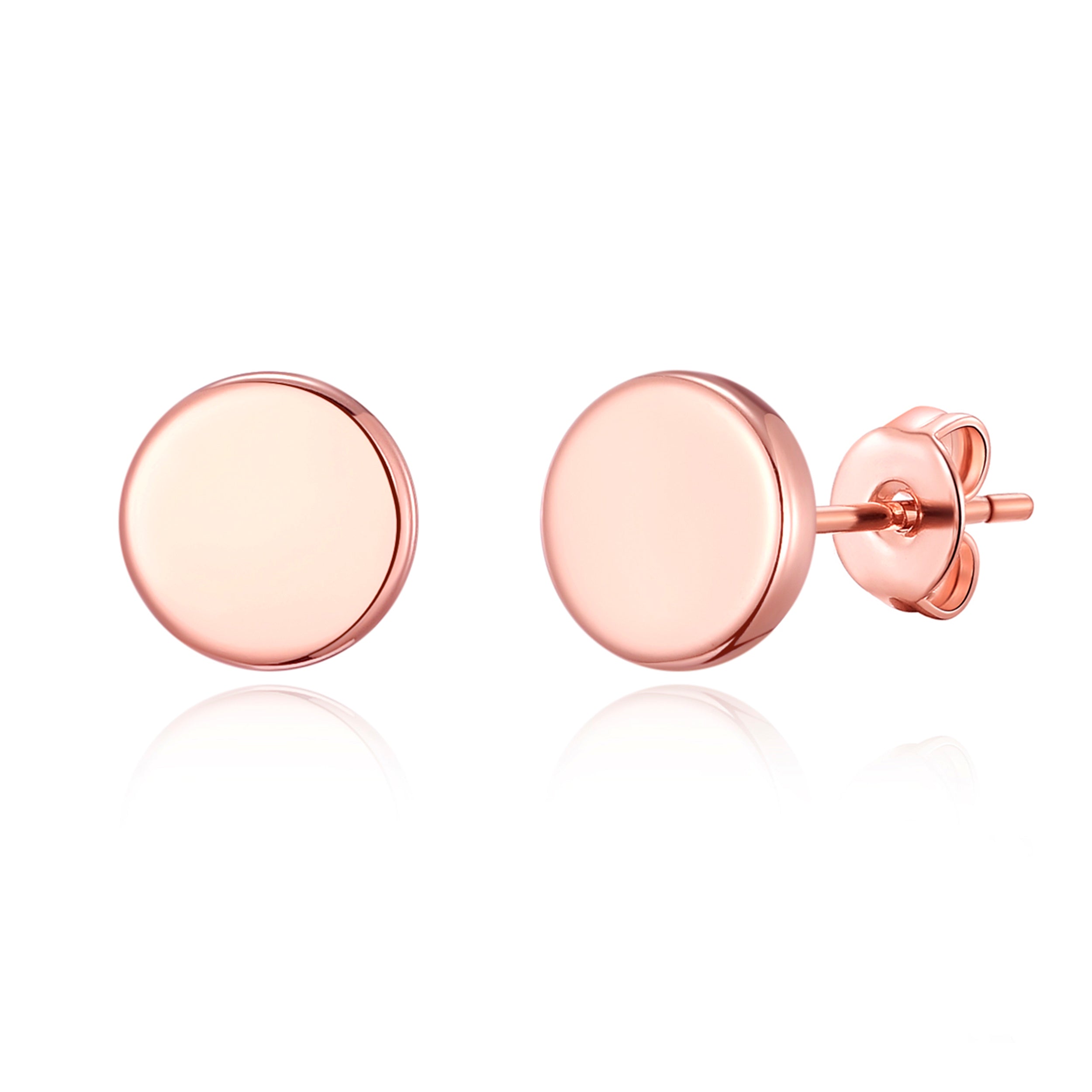 Rose Gold Plated Round Dot Stud Earrings by Philip Jones Jewellery
