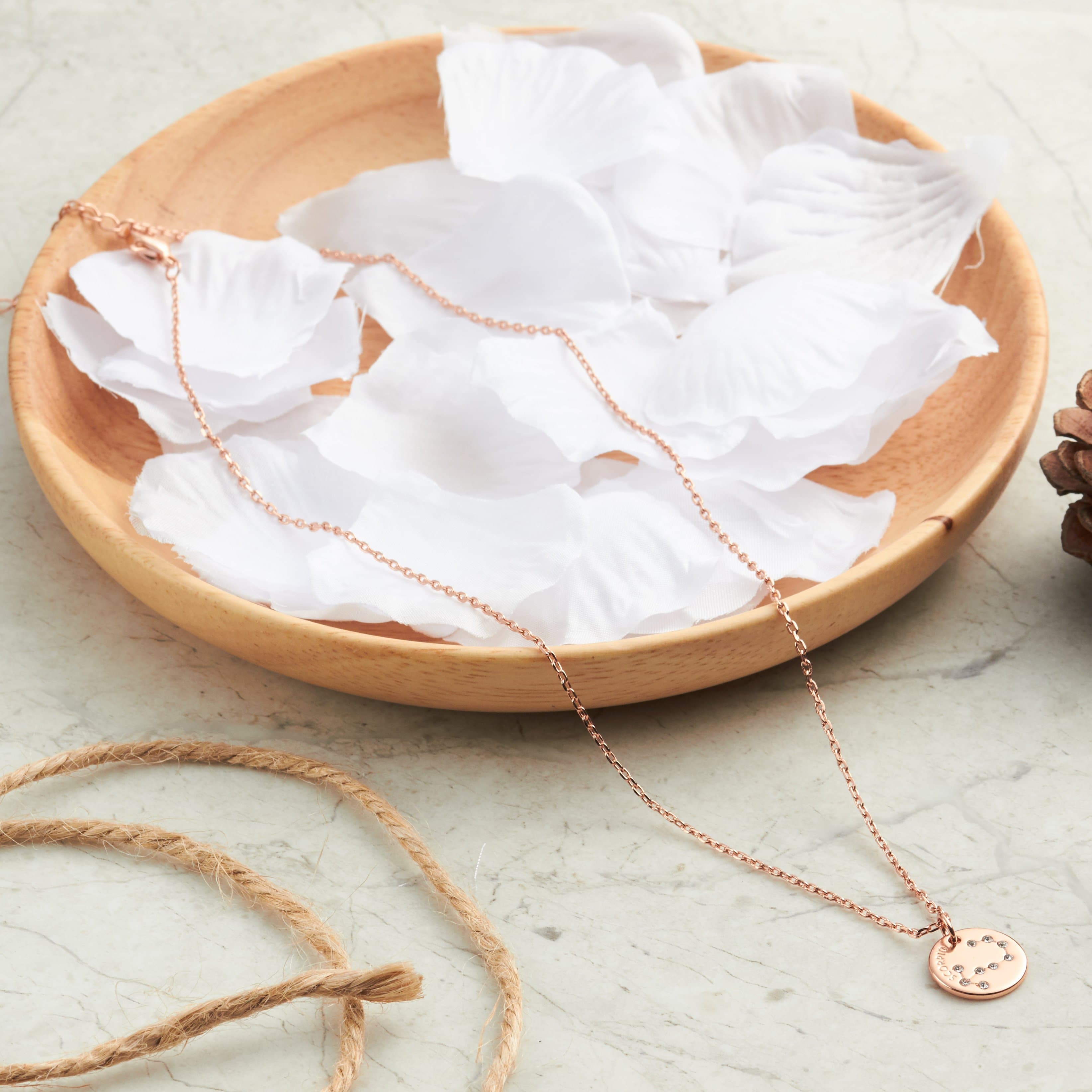 Rose Gold Plated Scorpio Star Sign Disc Necklace Created with Zircondia® Crystals