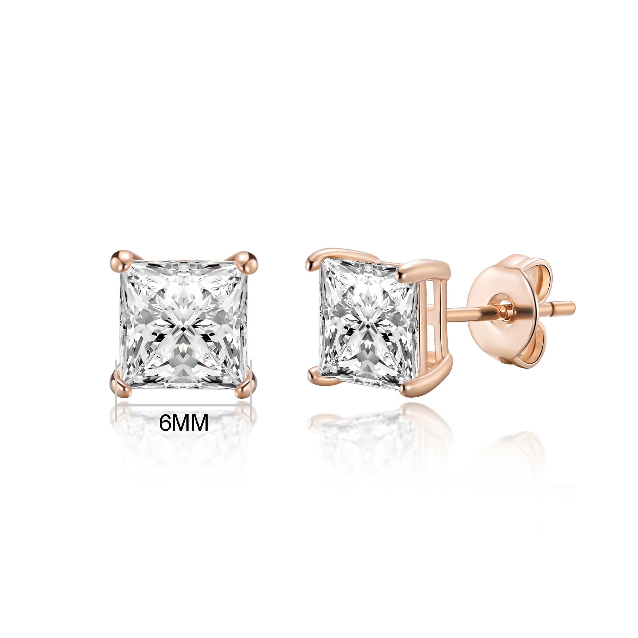 Rose Gold Plated Square Earrings Created with Zircondia® Crystals