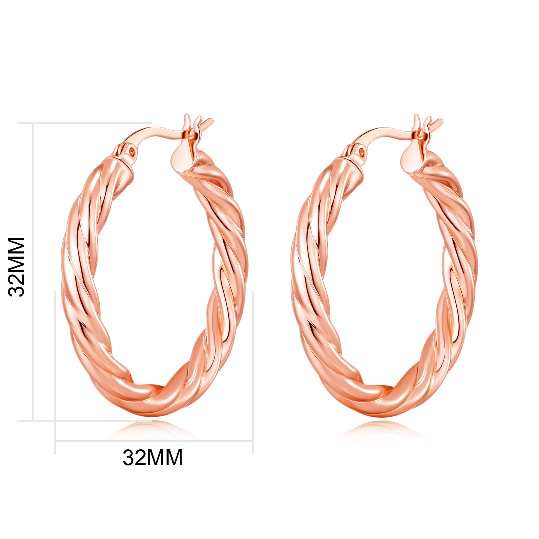 Rose Gold Plated Thick Twisted Hoop Earrings