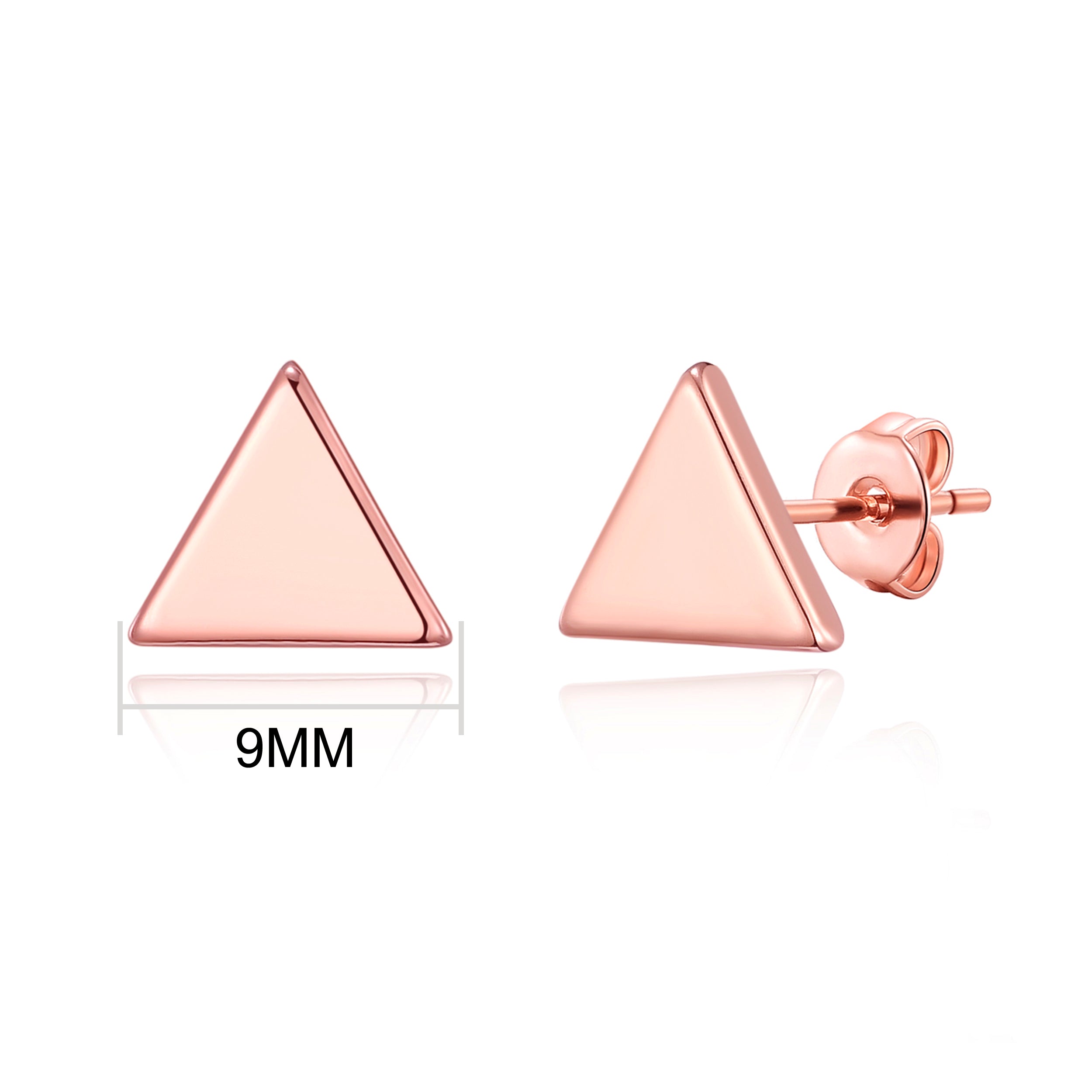 Rose Gold Plated Triangle Stud Earrings