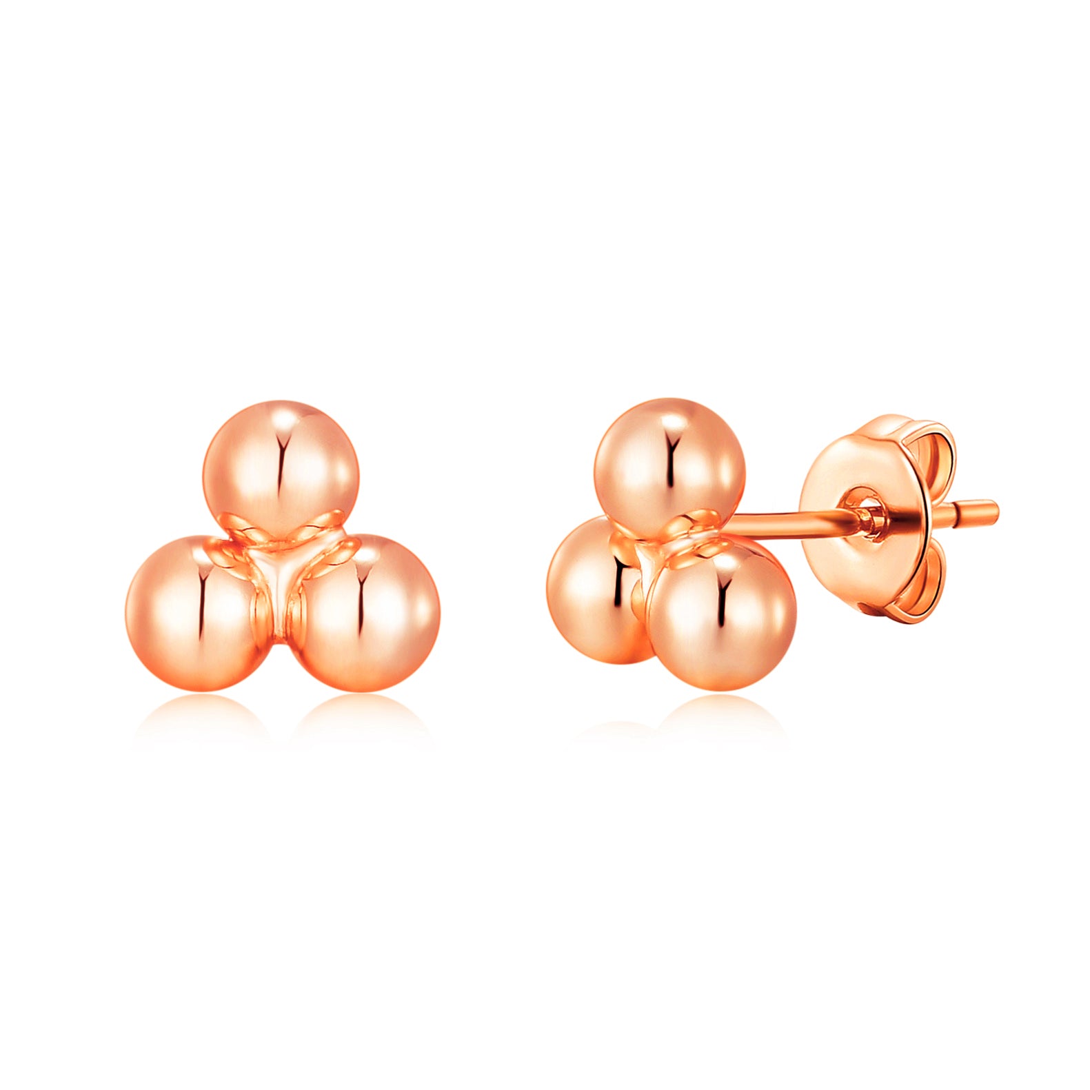 Rose Gold Plated Trinity Earrings by Philip Jones Jewellery