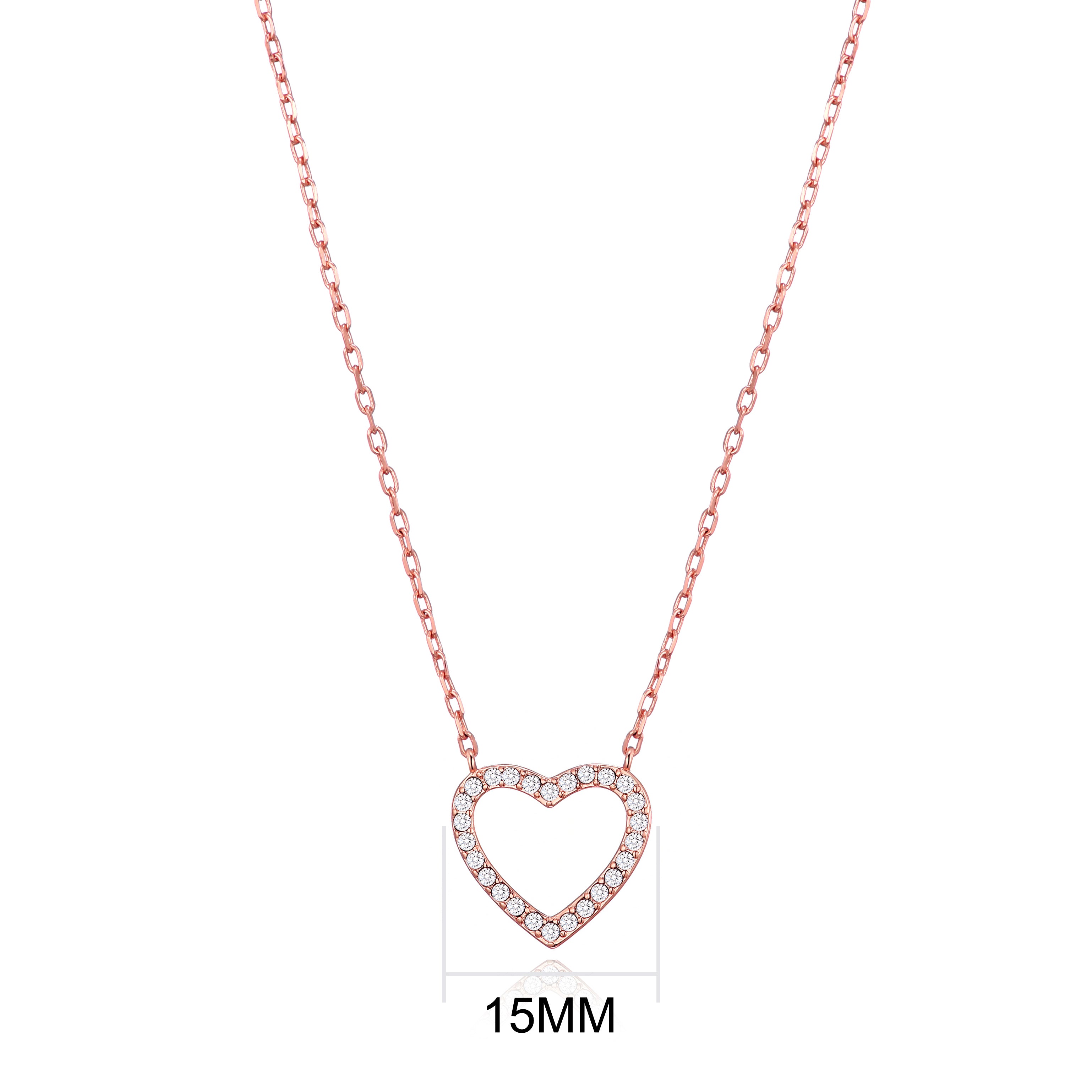 Rose Gold Plated Open Heart Necklace Created with Zircondia® Crystals