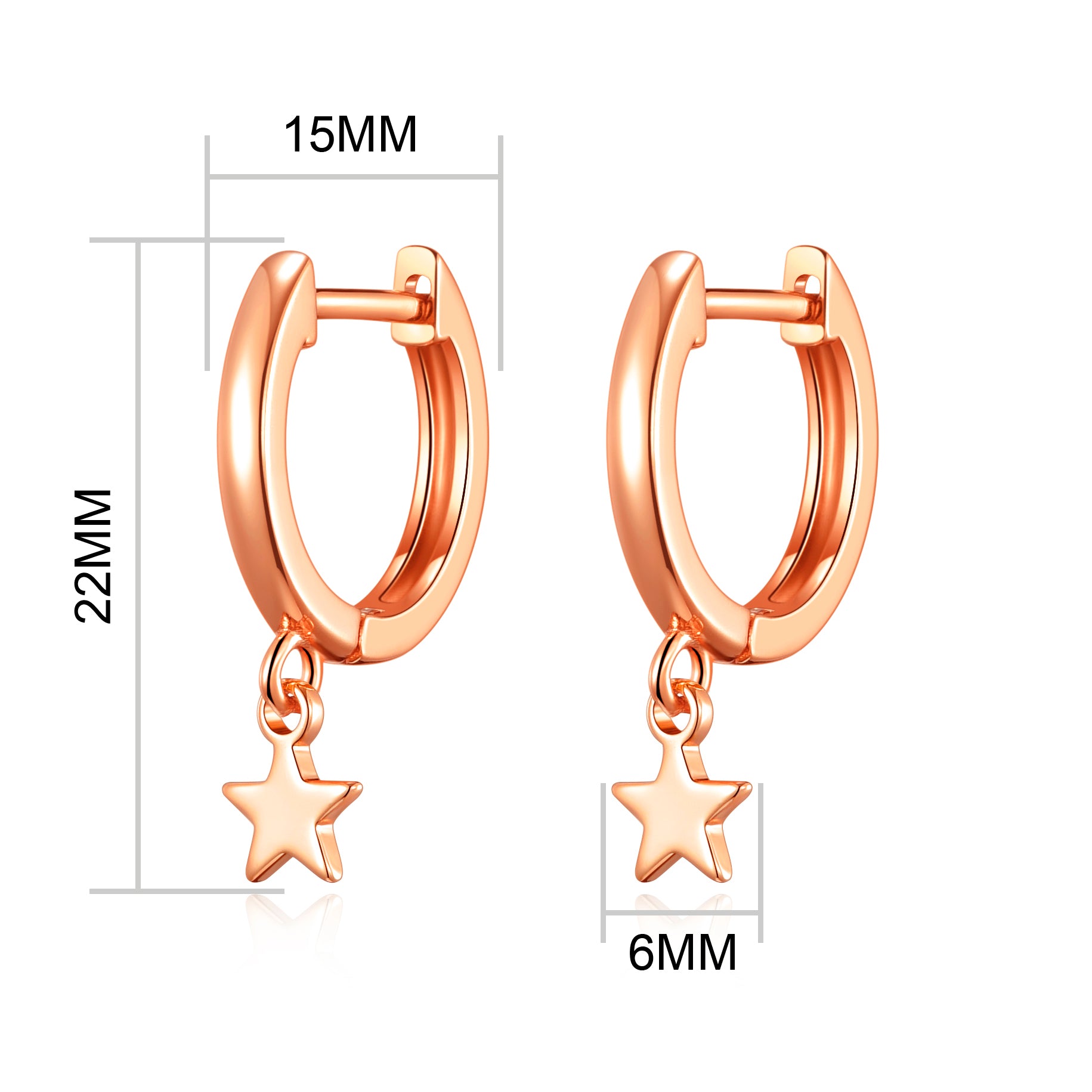 Rose Gold Plated Star Charm Hoop Earrings