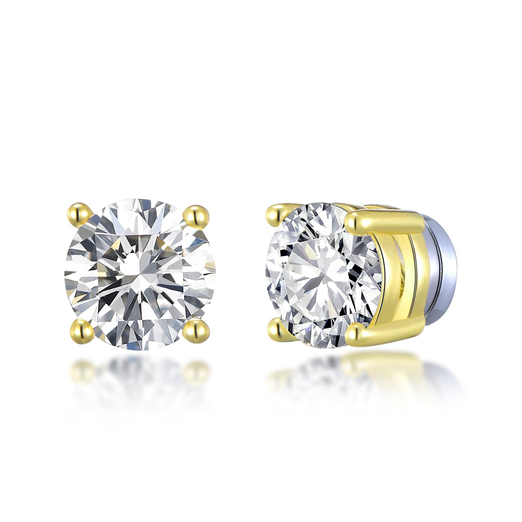 Gold Plated Round Magnetic Clip On Stud Earrings Created with Zircondia® Crystals by Philip Jones Jewellery