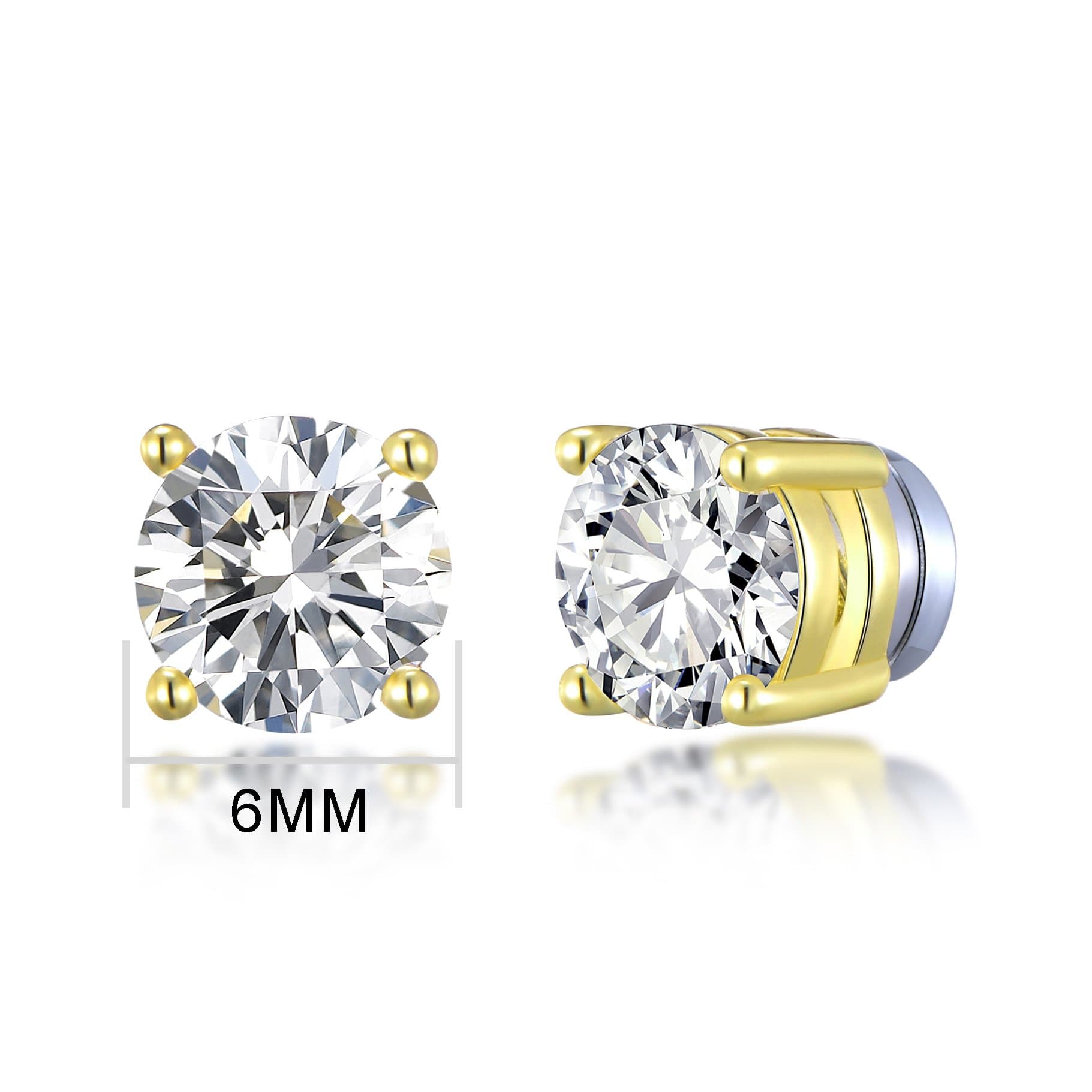 Gold Plated Round Magnetic Clip On Stud Earrings Created with Zircondia® Crystals
