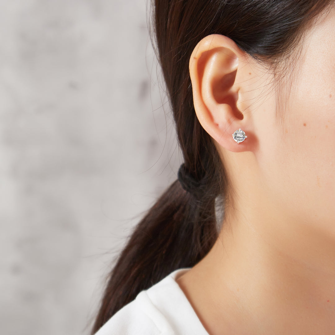 Silver Plated Solitaire Crystal Stud Earrings Created with Zircondia® Crystals