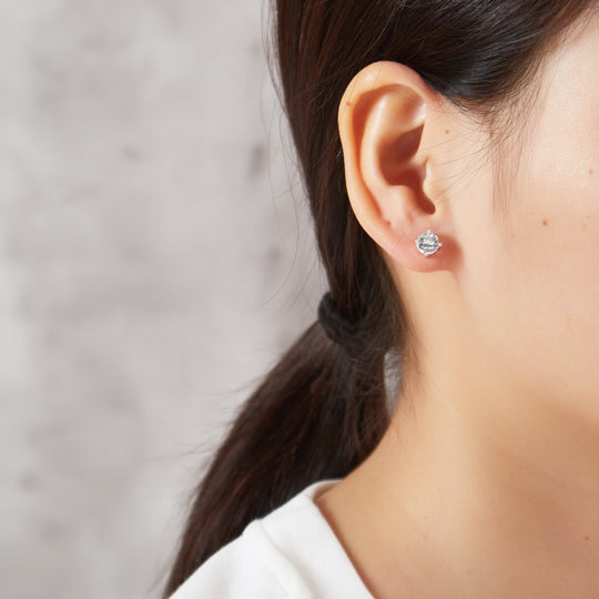 Silver Plated Solitaire Crystal Stud Earrings Created with Zircondia® Crystals
