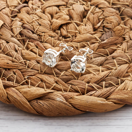 Silver Plated Solitaire Crystal Stud Earrings Created with Zircondia® Crystals