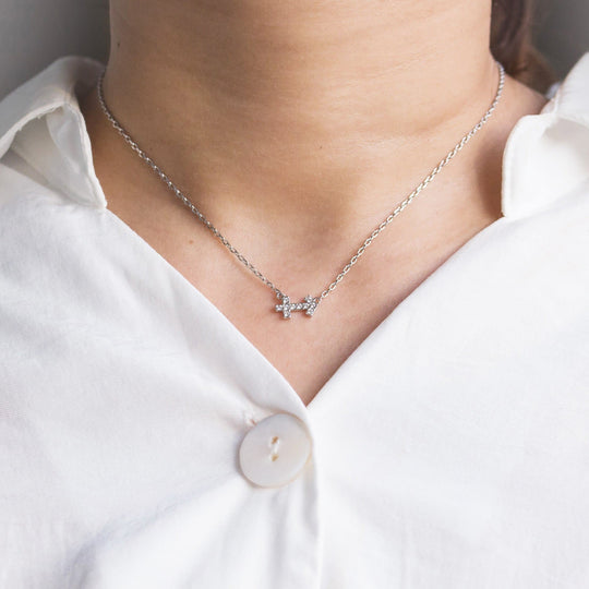 Sagittarius Zodiac Star Sign Necklace Created with Zircondia® Crystals - Philip Jones Jewellery