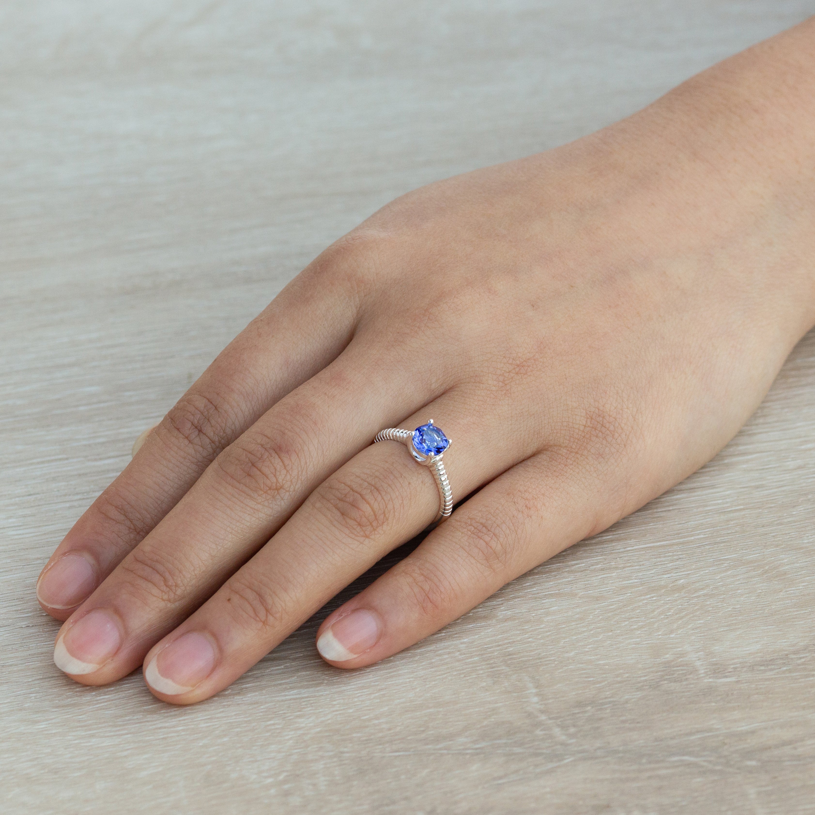 September (Sapphire) Adjustable Birthstone Ring Created with Zircondia® Crystals