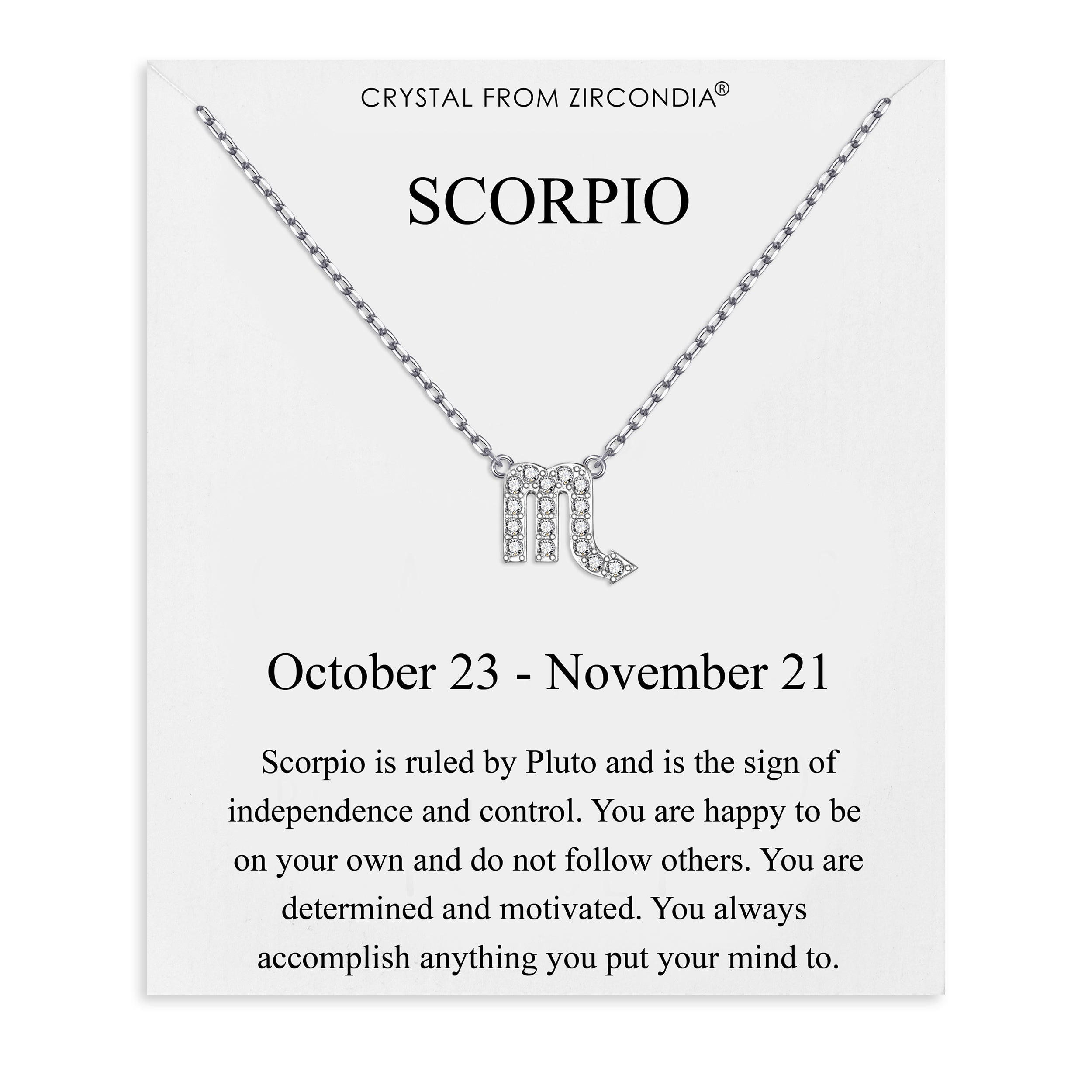 Scorpio Zodiac Star Sign Necklace Created with Zircondia® Crystals by Philip Jones Jewellery