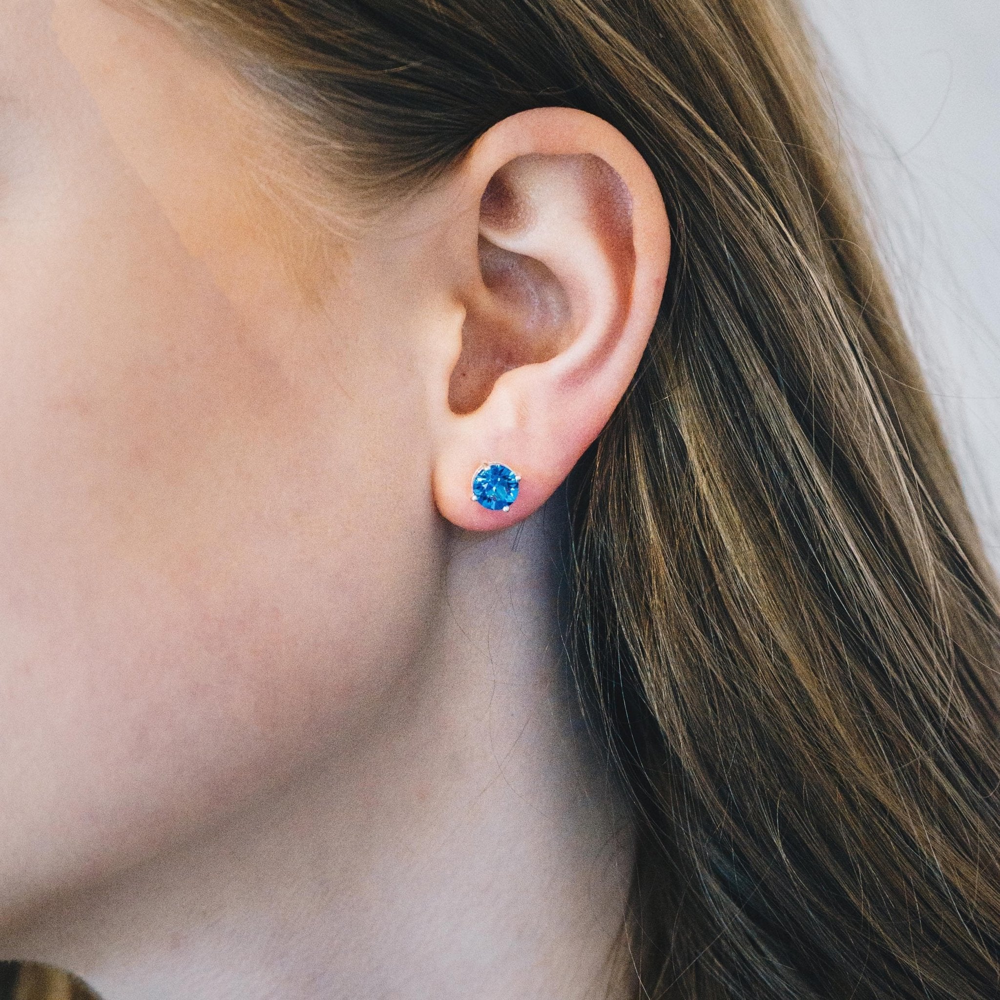 September (Sapphire) Birthstone Earrings Created with Zircondia® Crystals - Philip Jones Jewellery