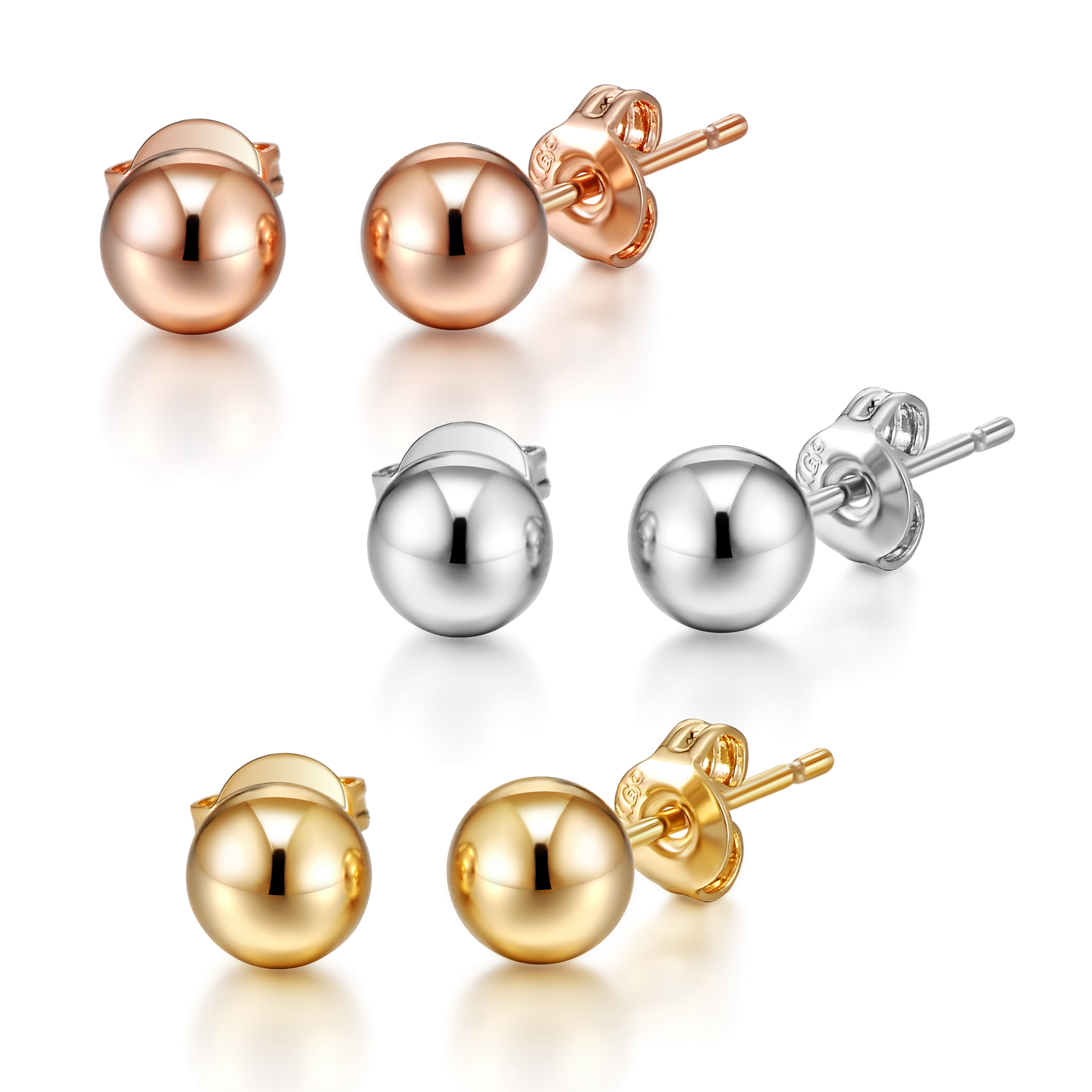 Set of Three Ball Stud Earrings by Philip Jones Jewellery