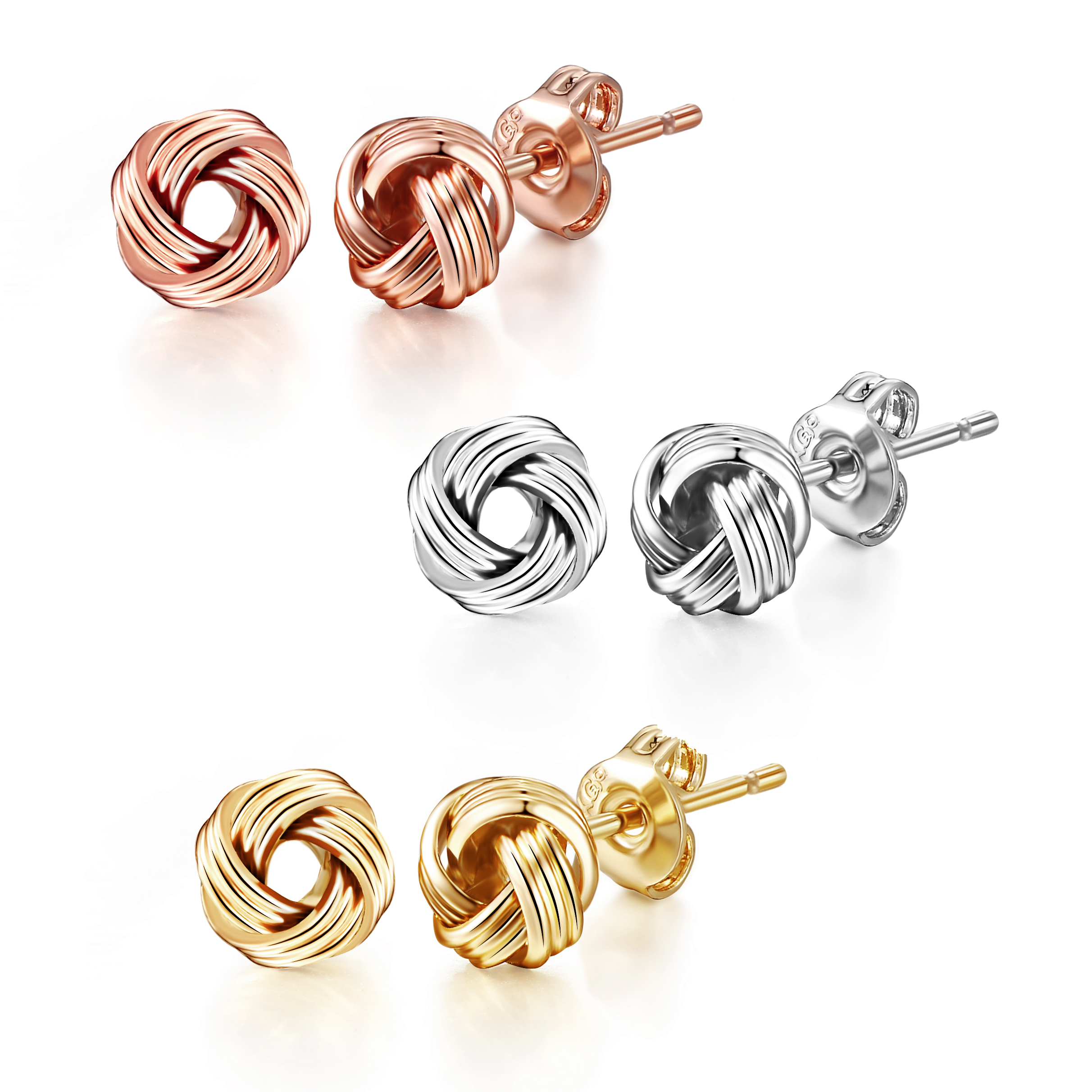 Set of Three Love Knot Earrings by Philip Jones Jewellery