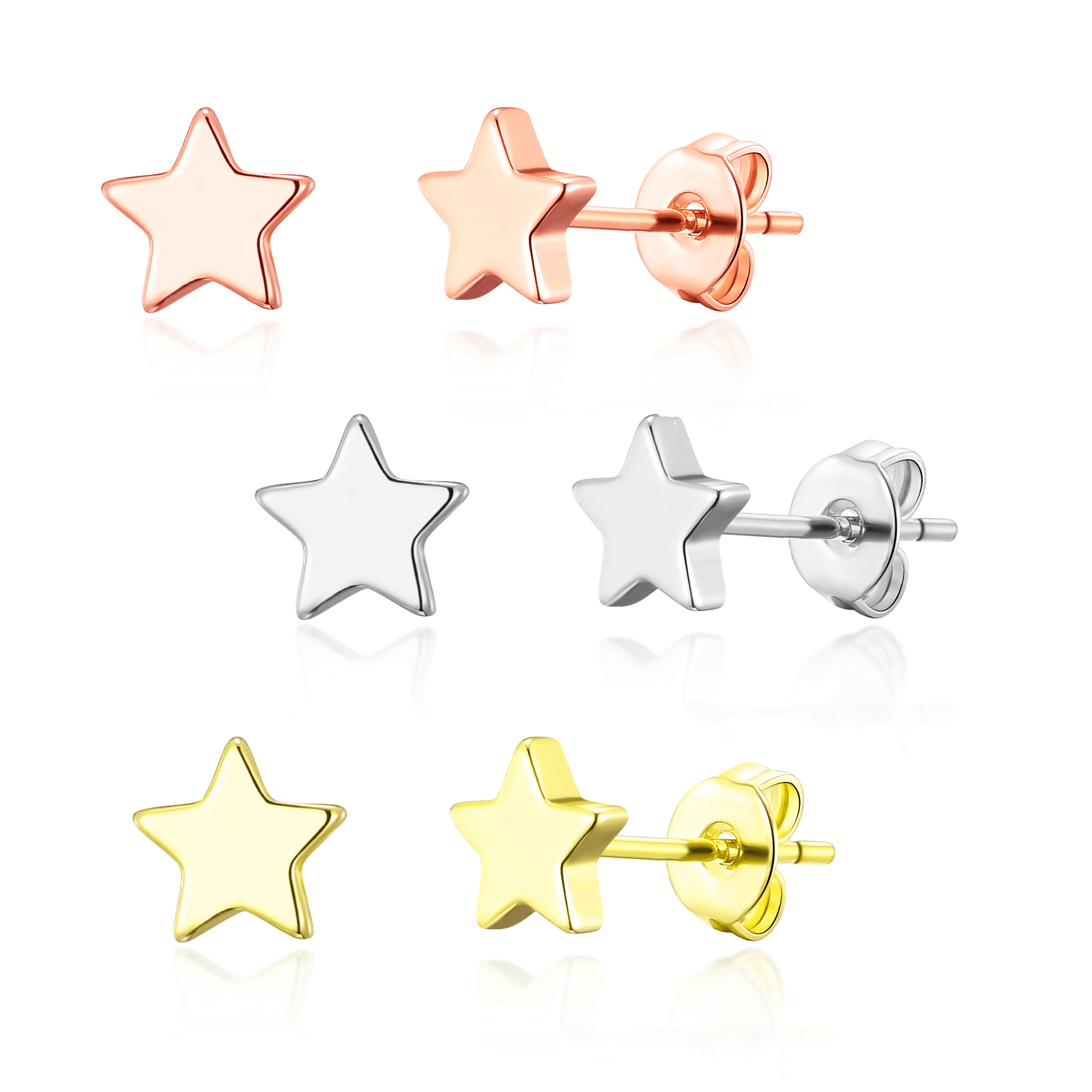 Set of Three Star Stud Earrings - Philip Jones Jewellery