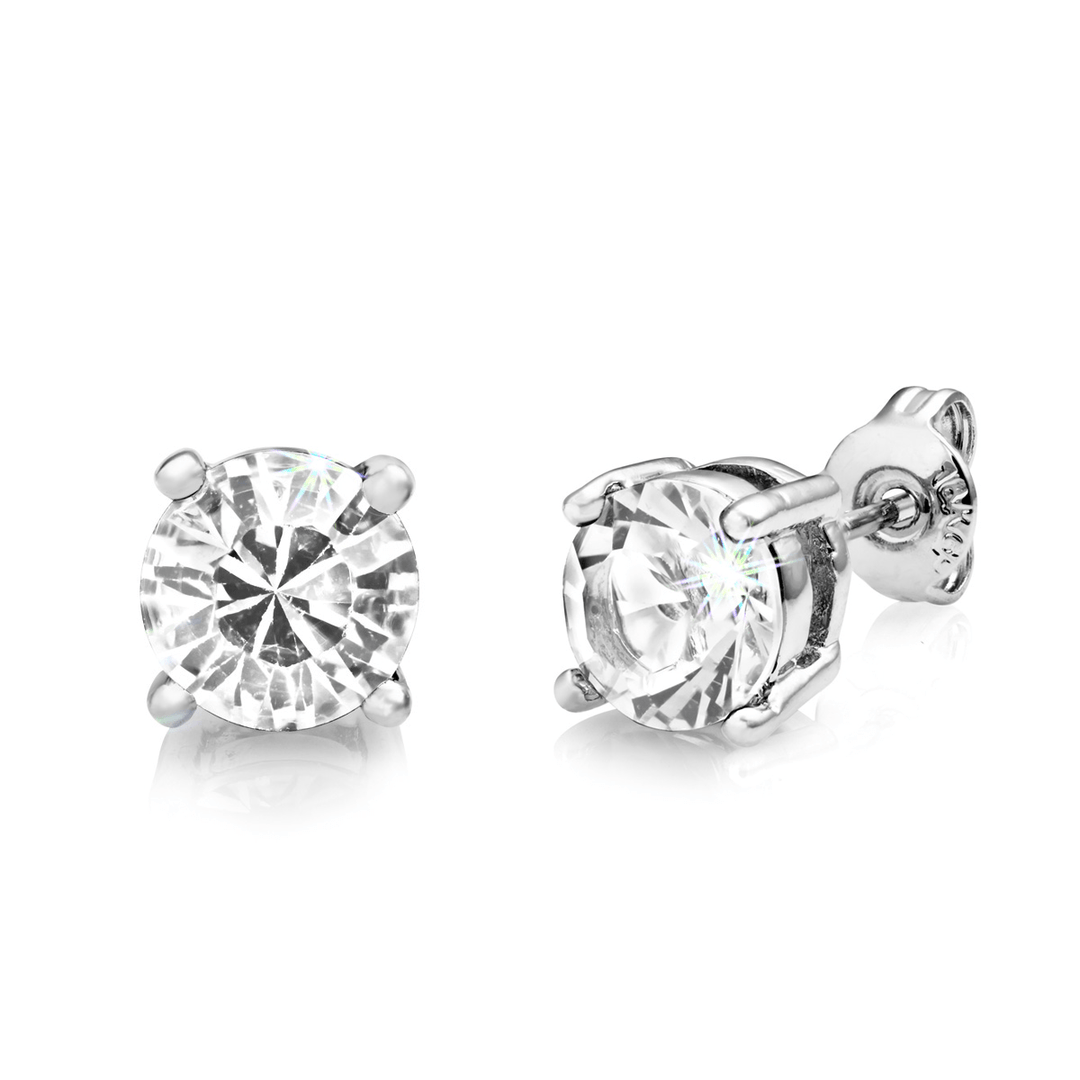 Seven Pack of Solitaire Earrings Created with Zircondia® Crystals - Philip Jones Jewellery