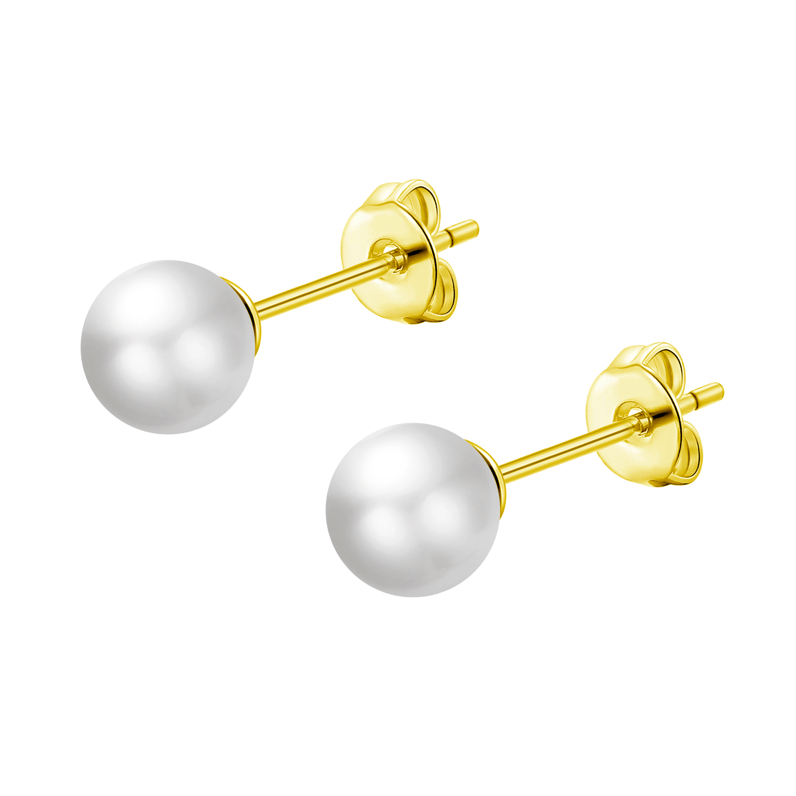 Gold Plated Shell Pearl Earrings by Philip Jones Jewellery